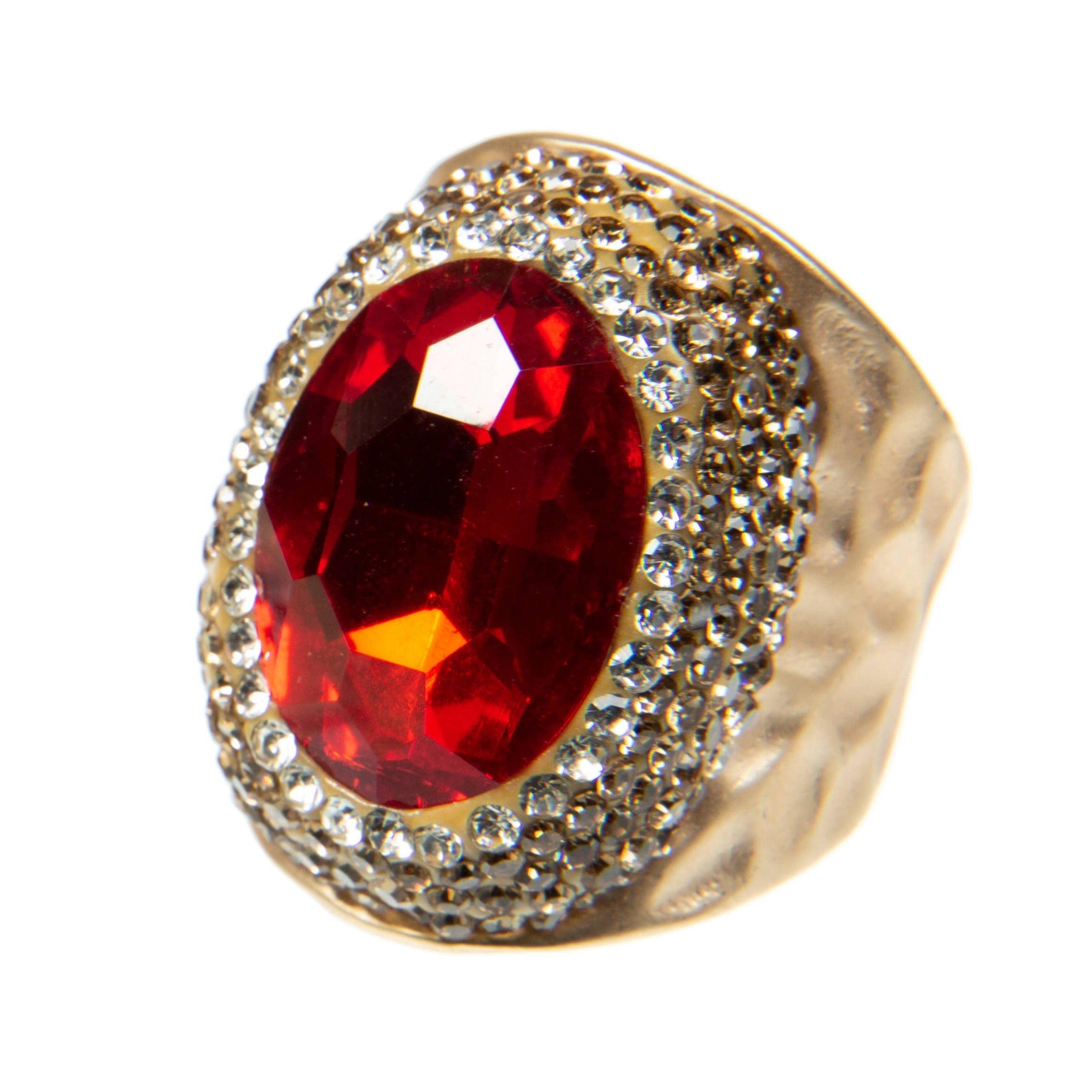 Glass Rhinestone Alloy Rings R2543 - Red