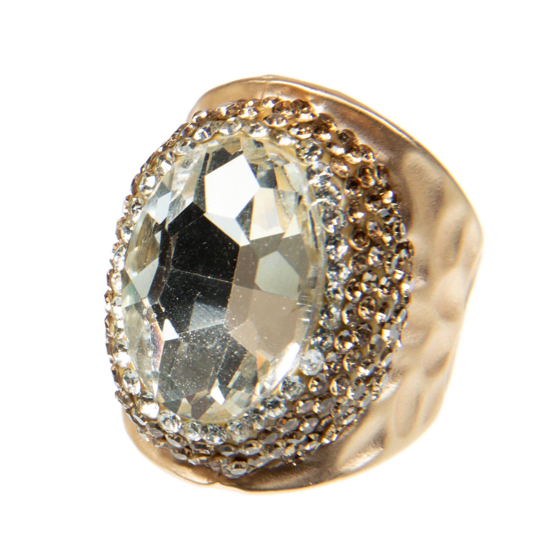 Glass Rhinestone Alloy Rings R2543 - White