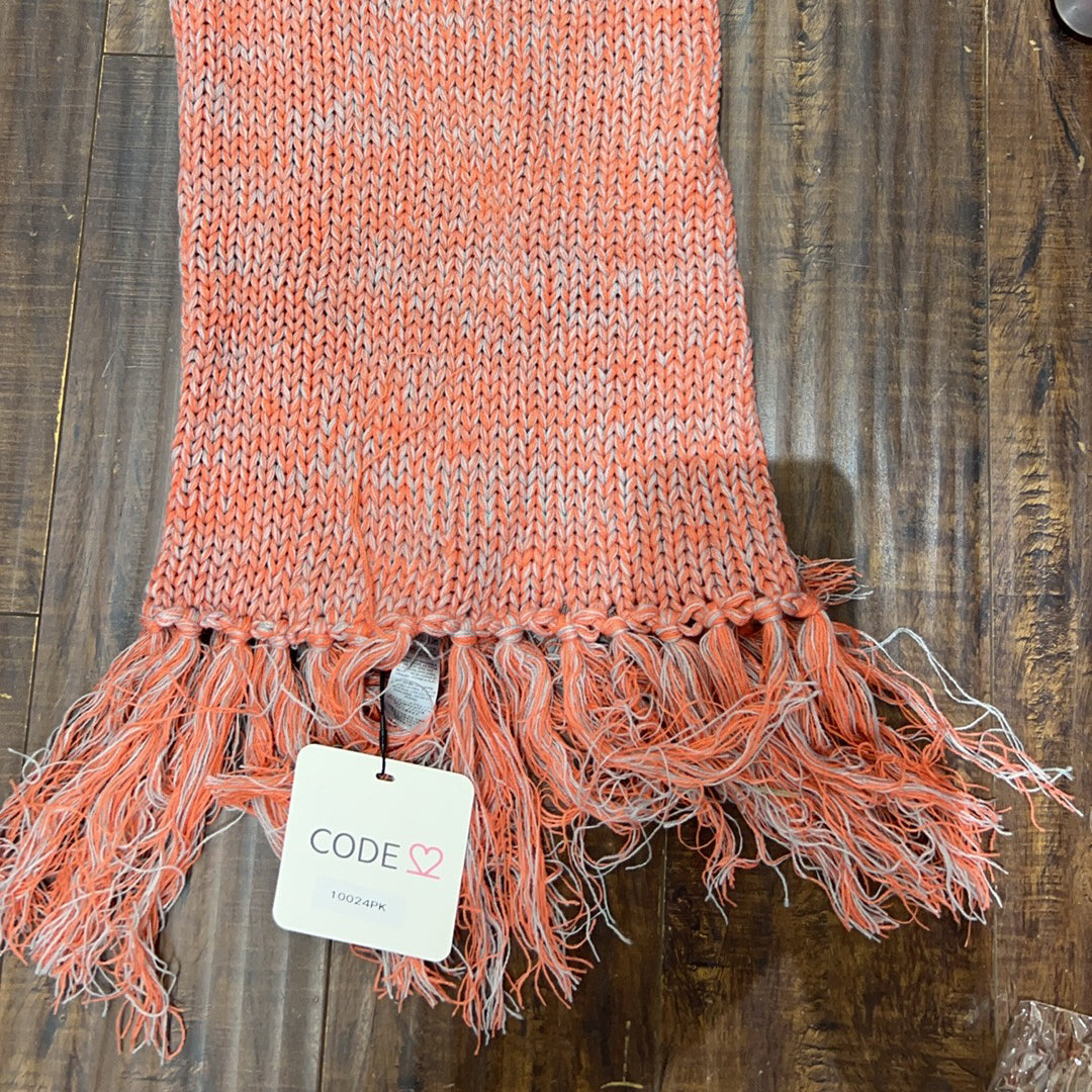 Mixed Knit Wrap Sweater Button Fringe Trim Scarf S10024