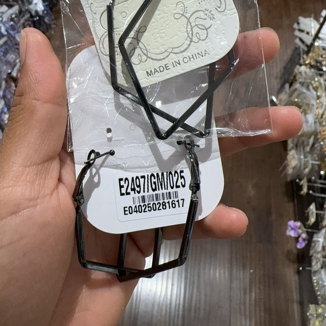 Pendientes de aro de metal con rombos sencillos E2497