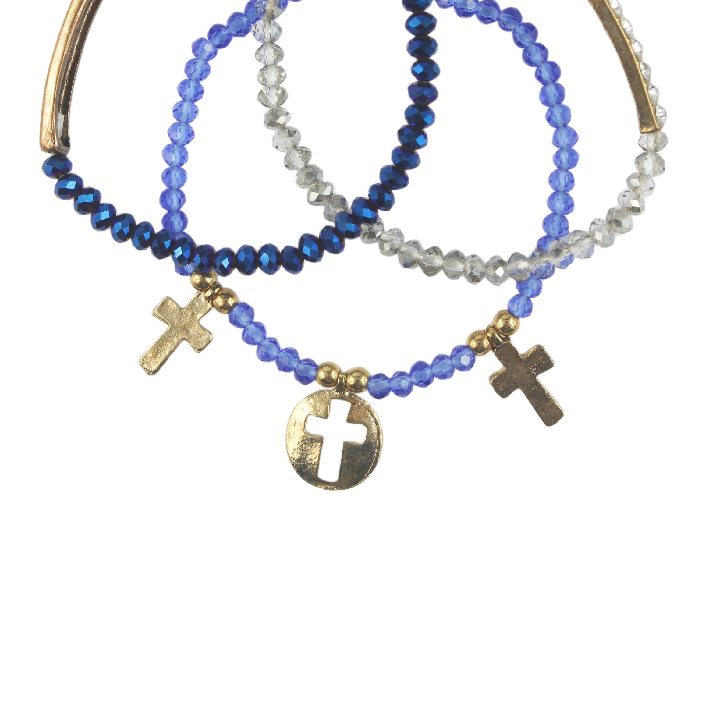 Crystal Cross Cutout Multi Layer Bracelets B1208