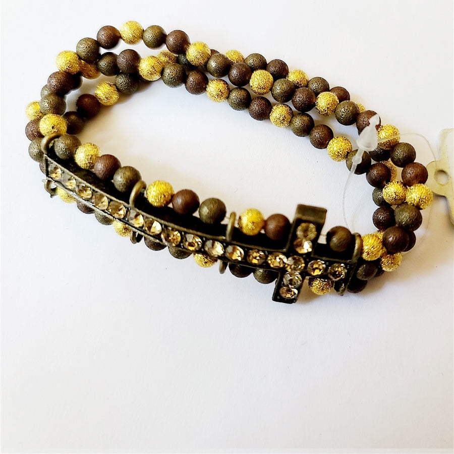 Cross Metal Bead Bracelet B1252