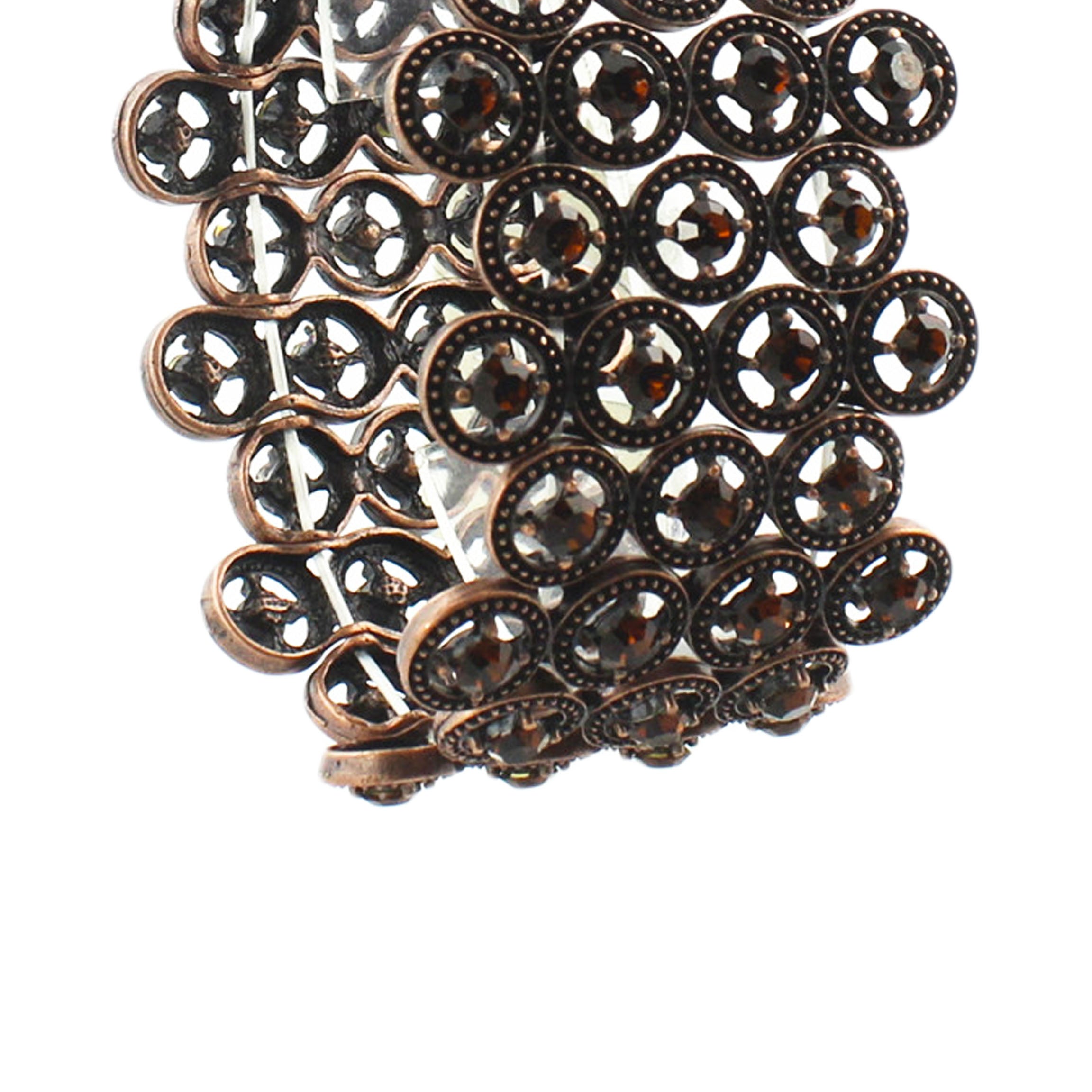 Pulsera elástica con pátina grabada de topacio sintético B1421