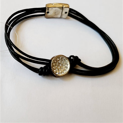 Leather Rhinestone Crystal Bracelets B1486