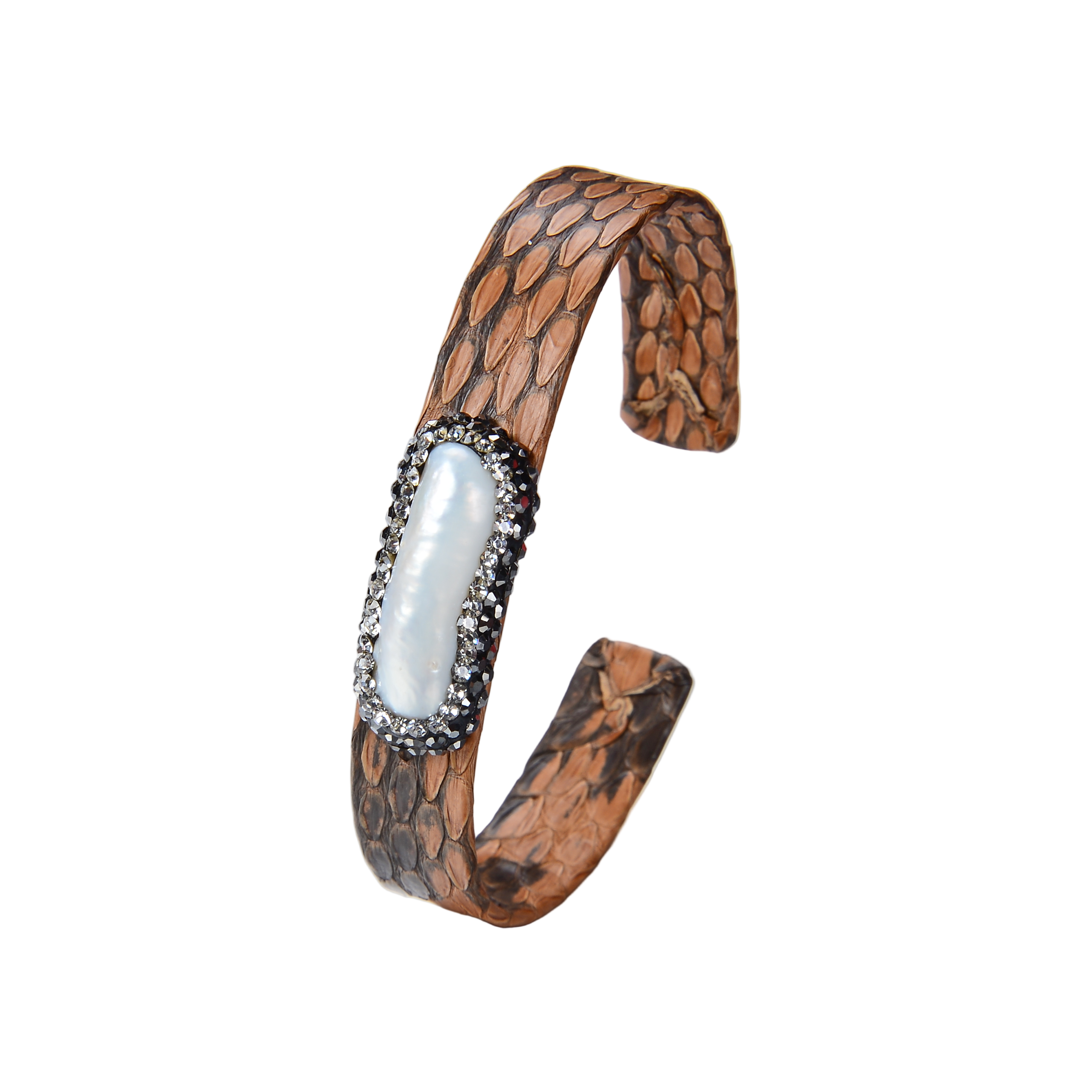 Fashion Pearl Leather Bangle Bracelet with Crystal B1739