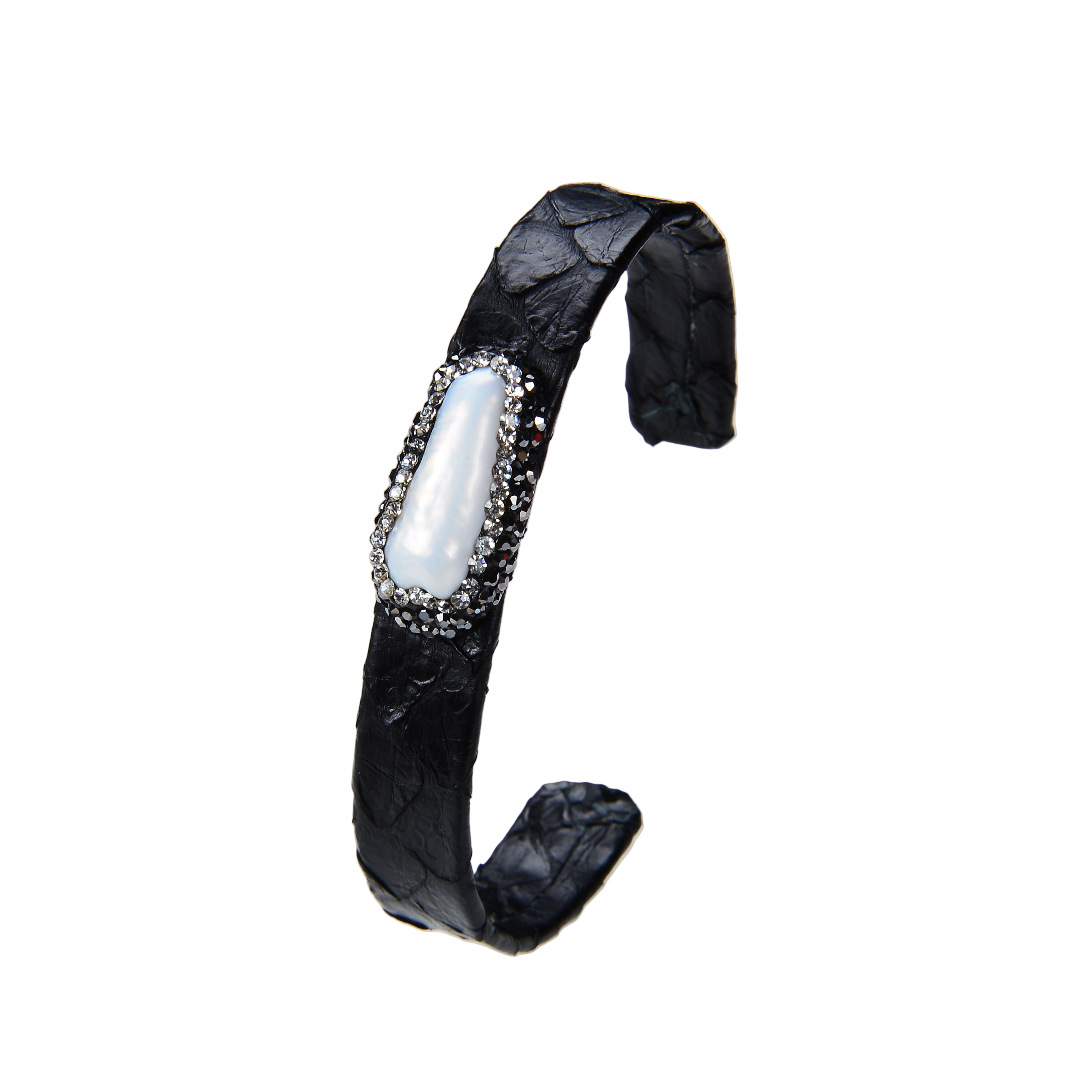 Fashion Pearl Leather Bangle Bracelet with Crystal B1739