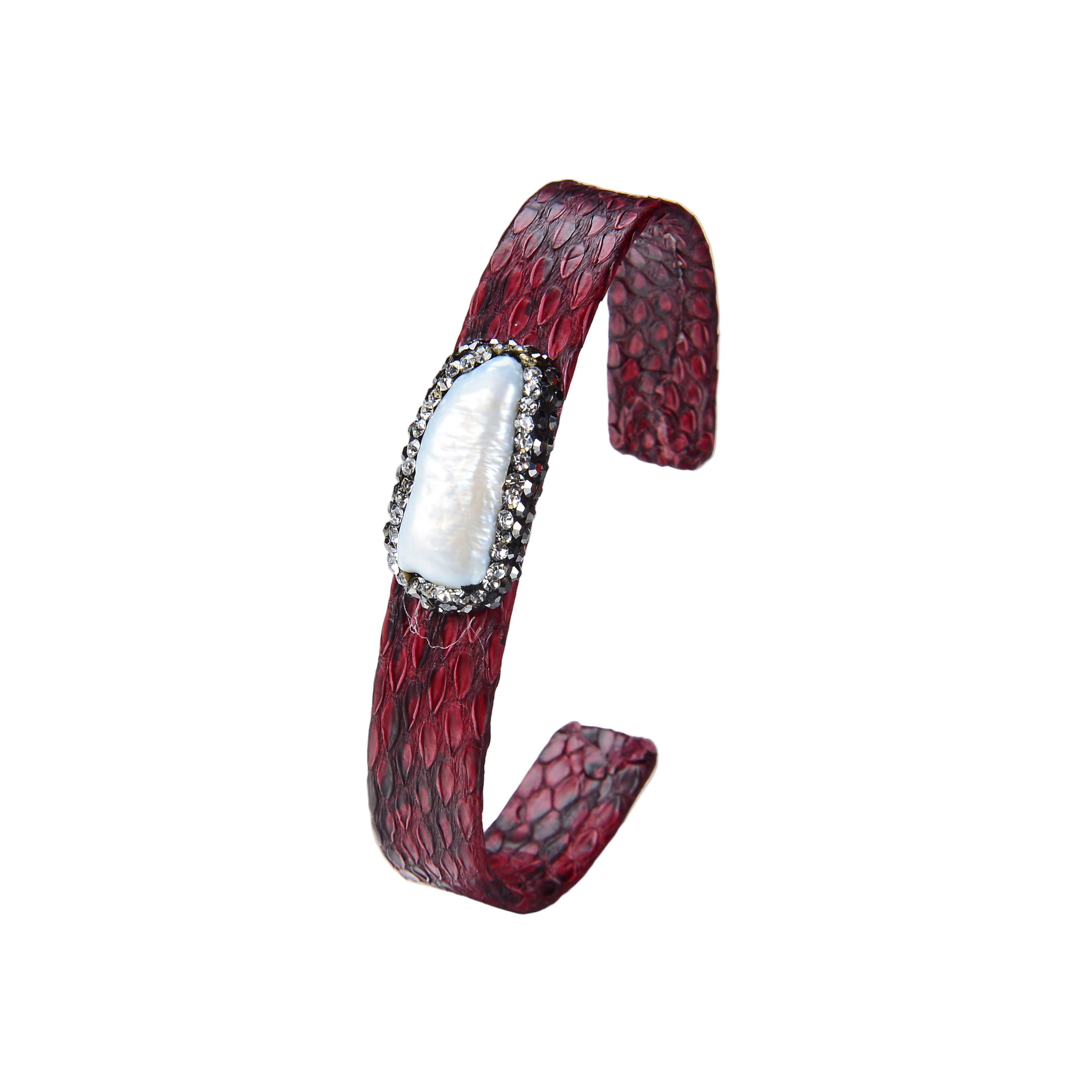Fashion Pearl Leather Bangle Bracelet with Crystal B1739