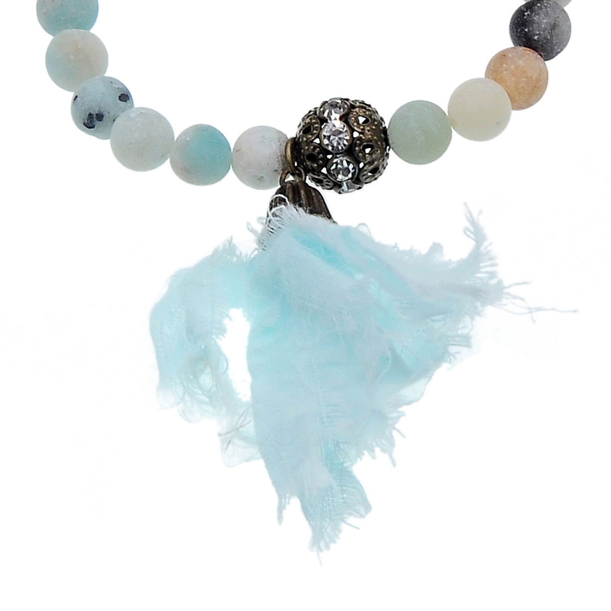 Pulseras clásicas con borlas de flores y piedras naturales