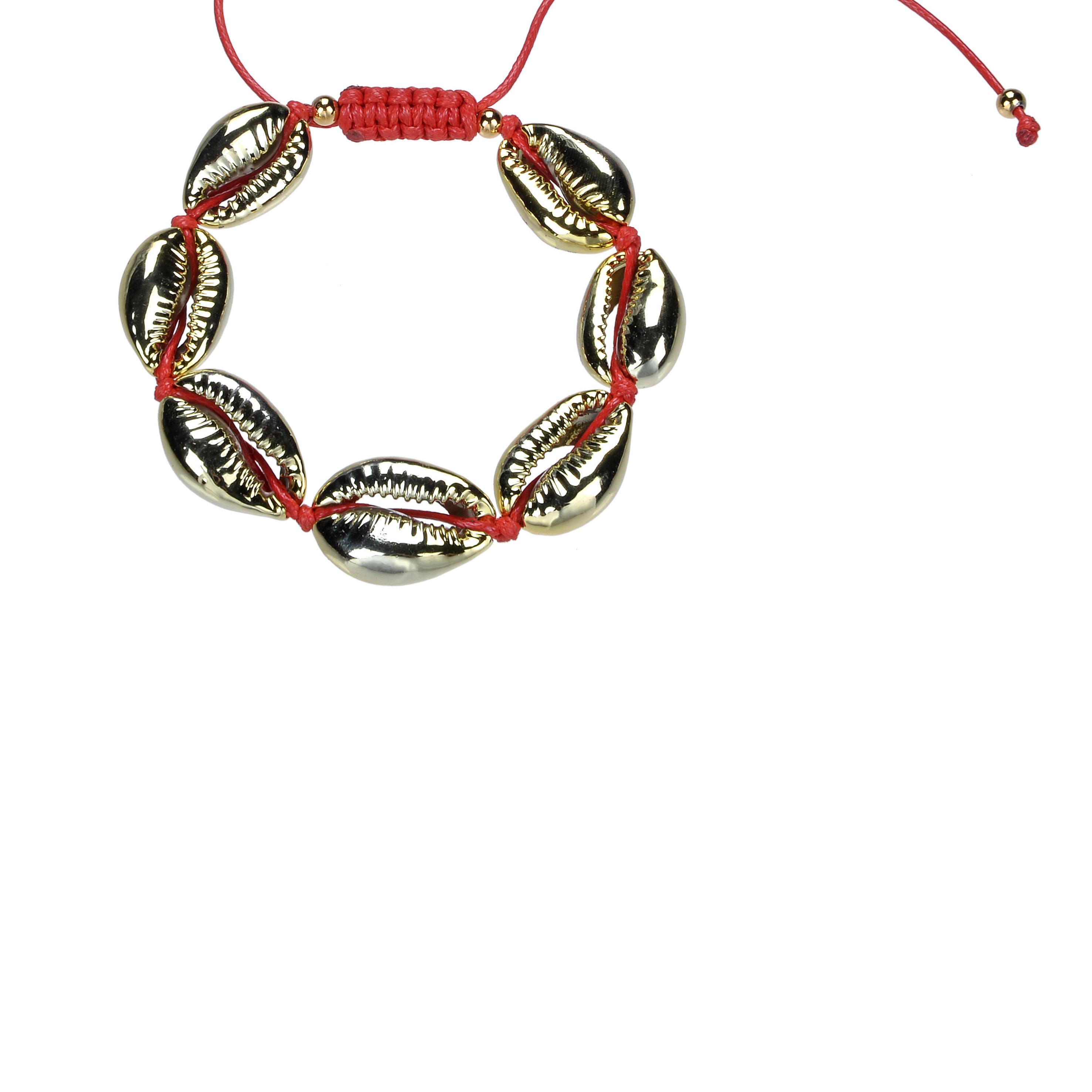 Pulsera ajustable con diseño de conchas de plata y oro B1966