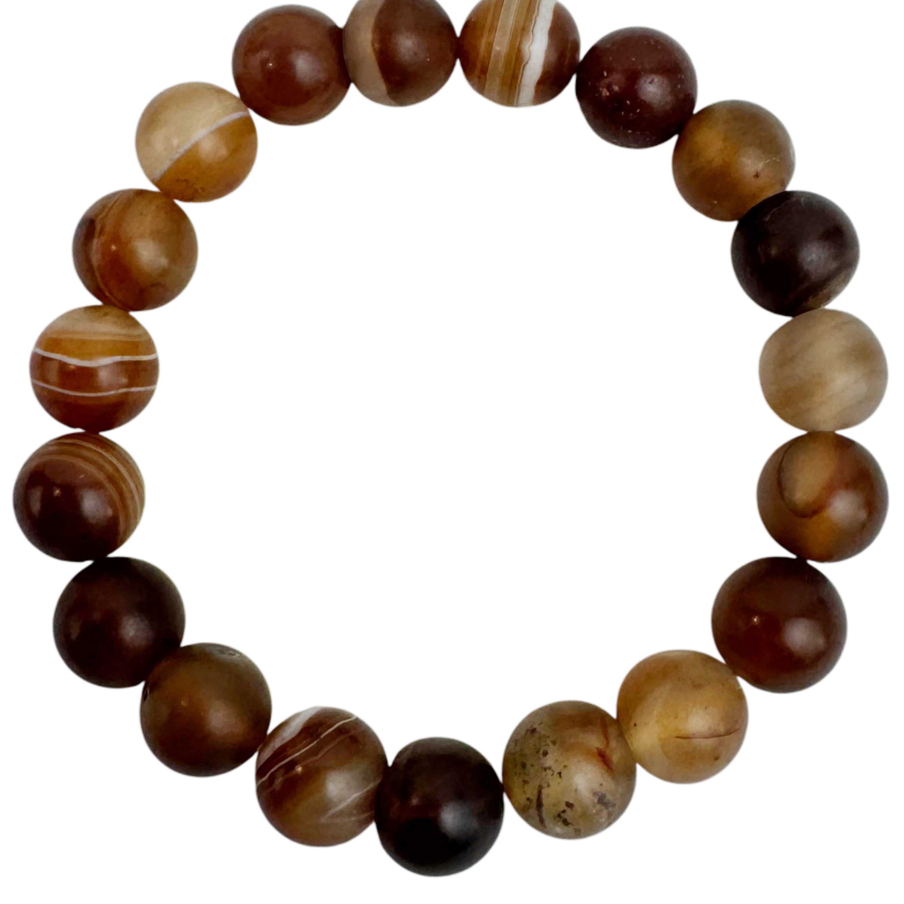 Brown Agate Matte Stone Stretch Bracelet B2053-12MM