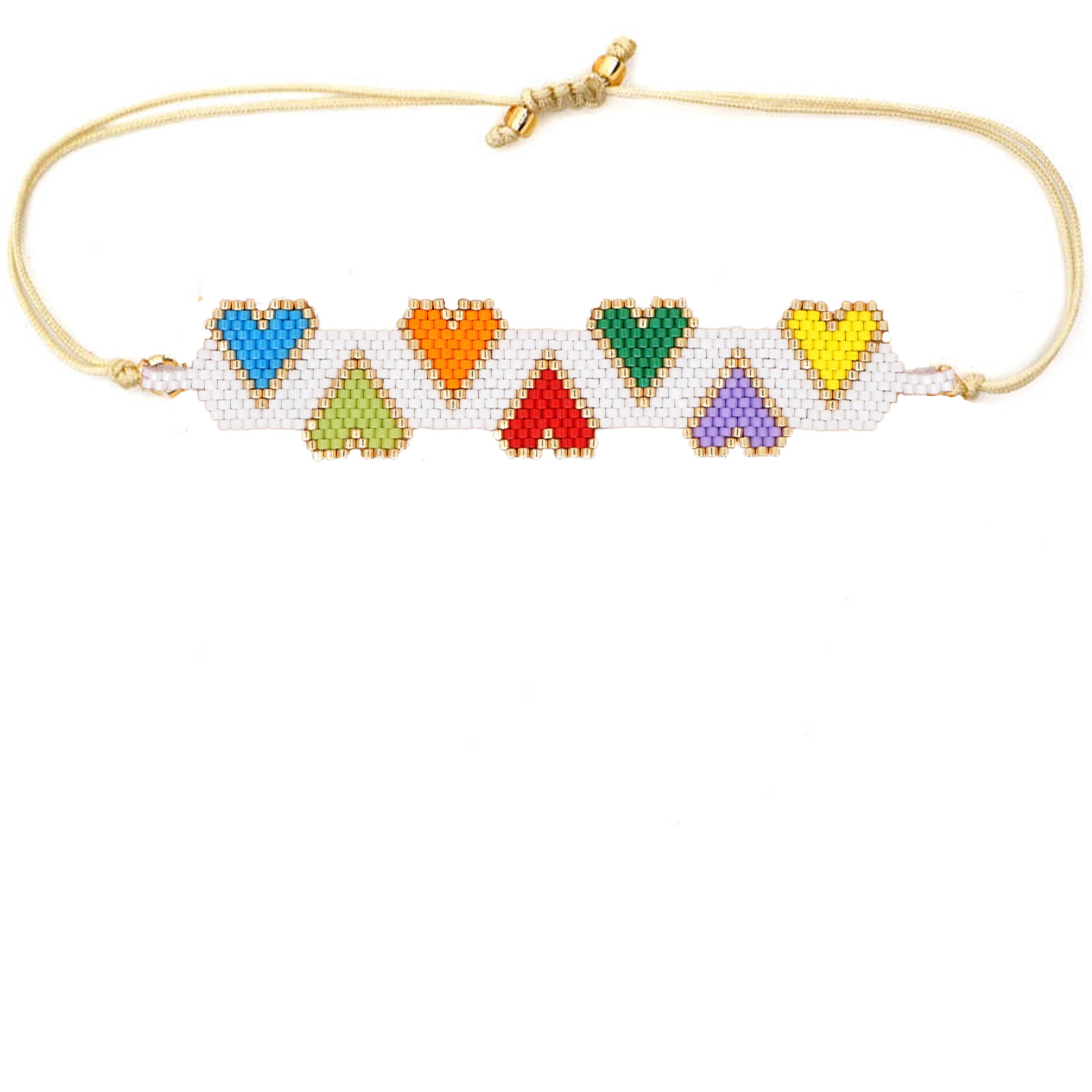 Pulsera de cuentas de semillas con forma de corazón B2215