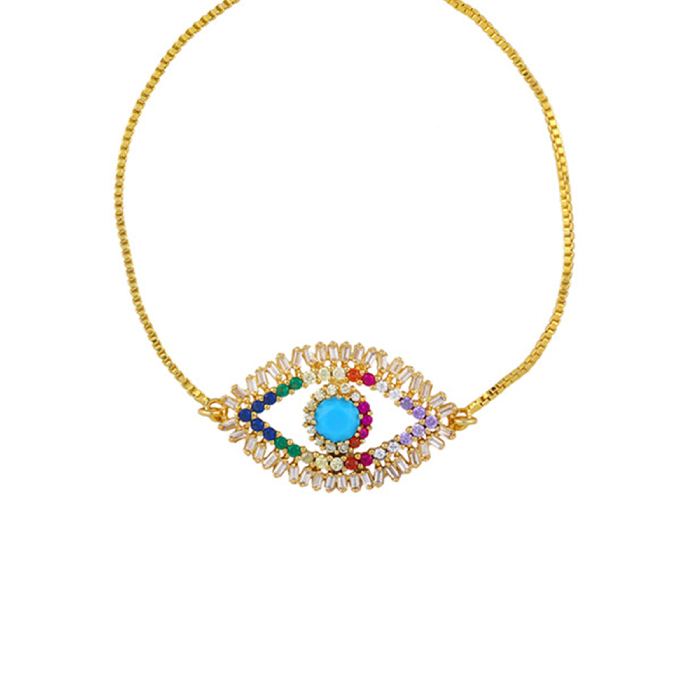 Evil Eye Zircon Chain Bracelets B2306