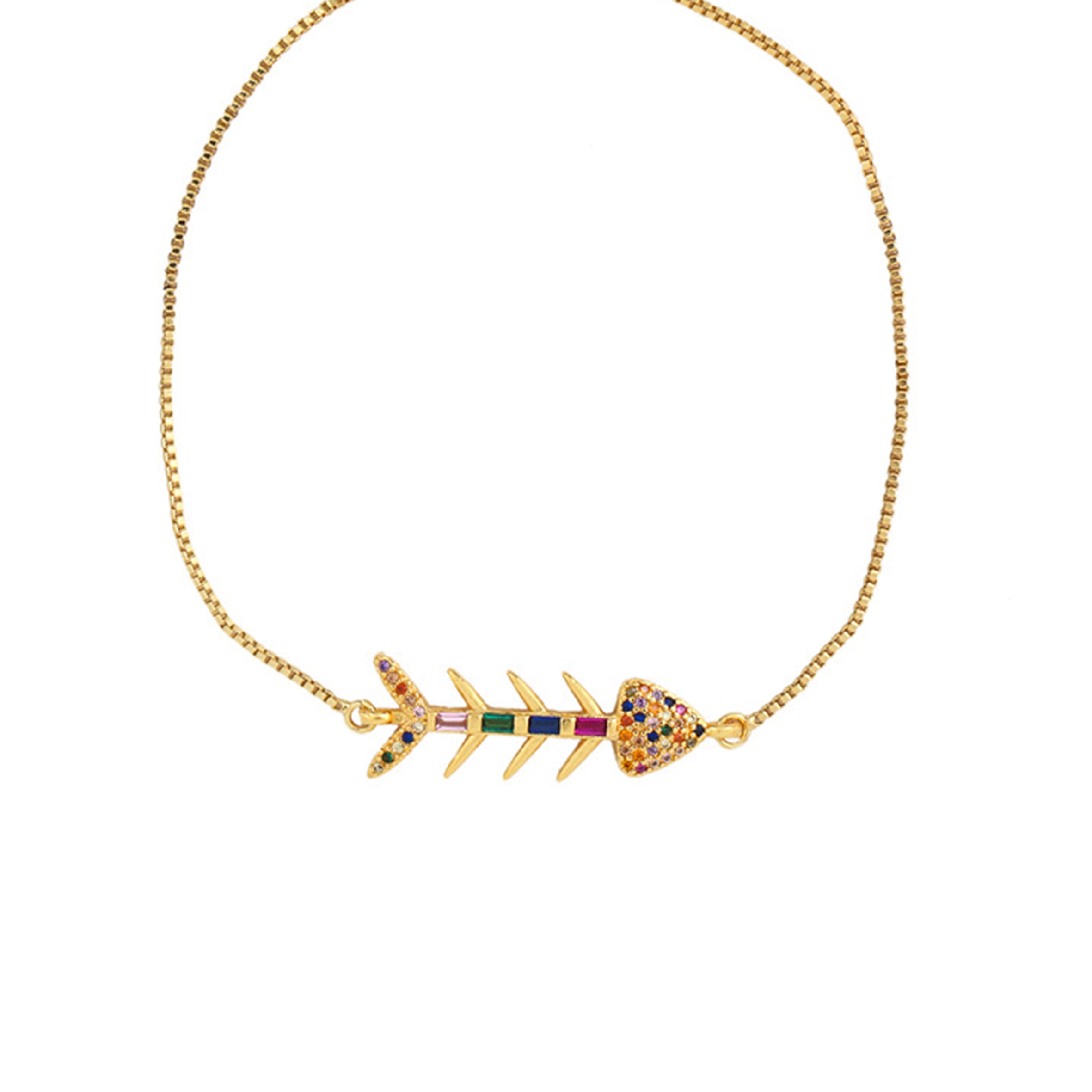 Pulseras de cadena de espina de pescado con circonitas B2307