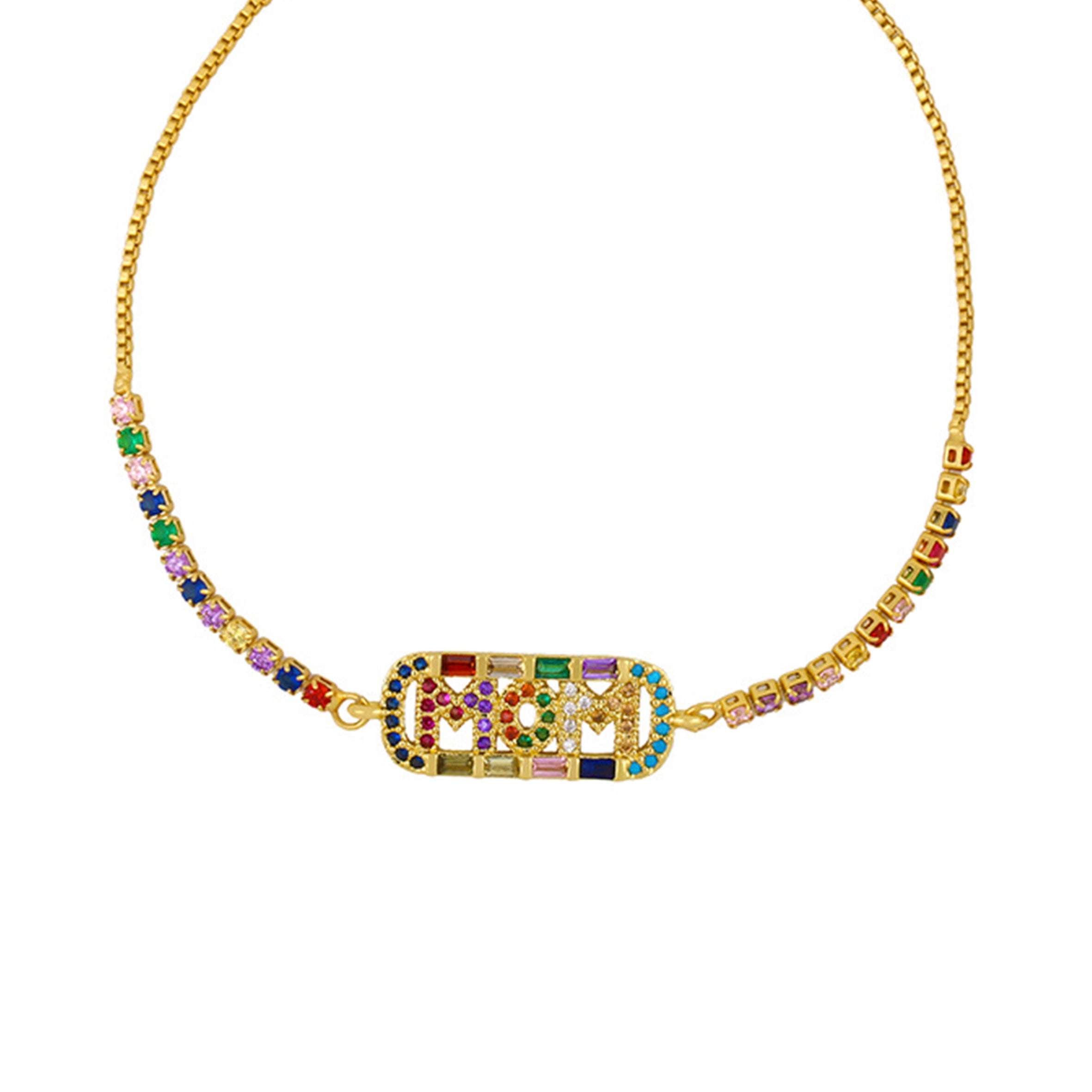 Pulseras de cadena con letras de circonitas B2352