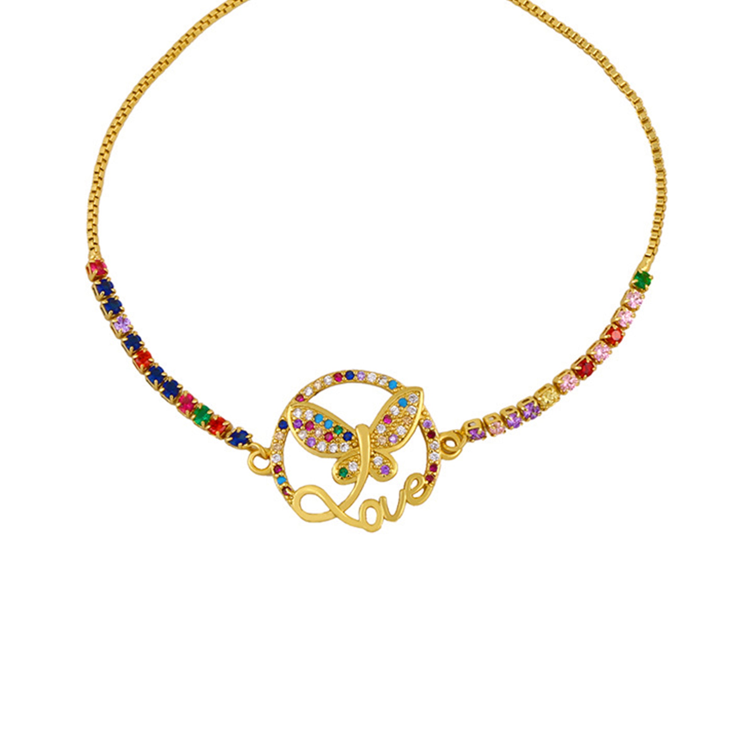 Pulseras de cadena de circonitas con forma de mariposa B2354