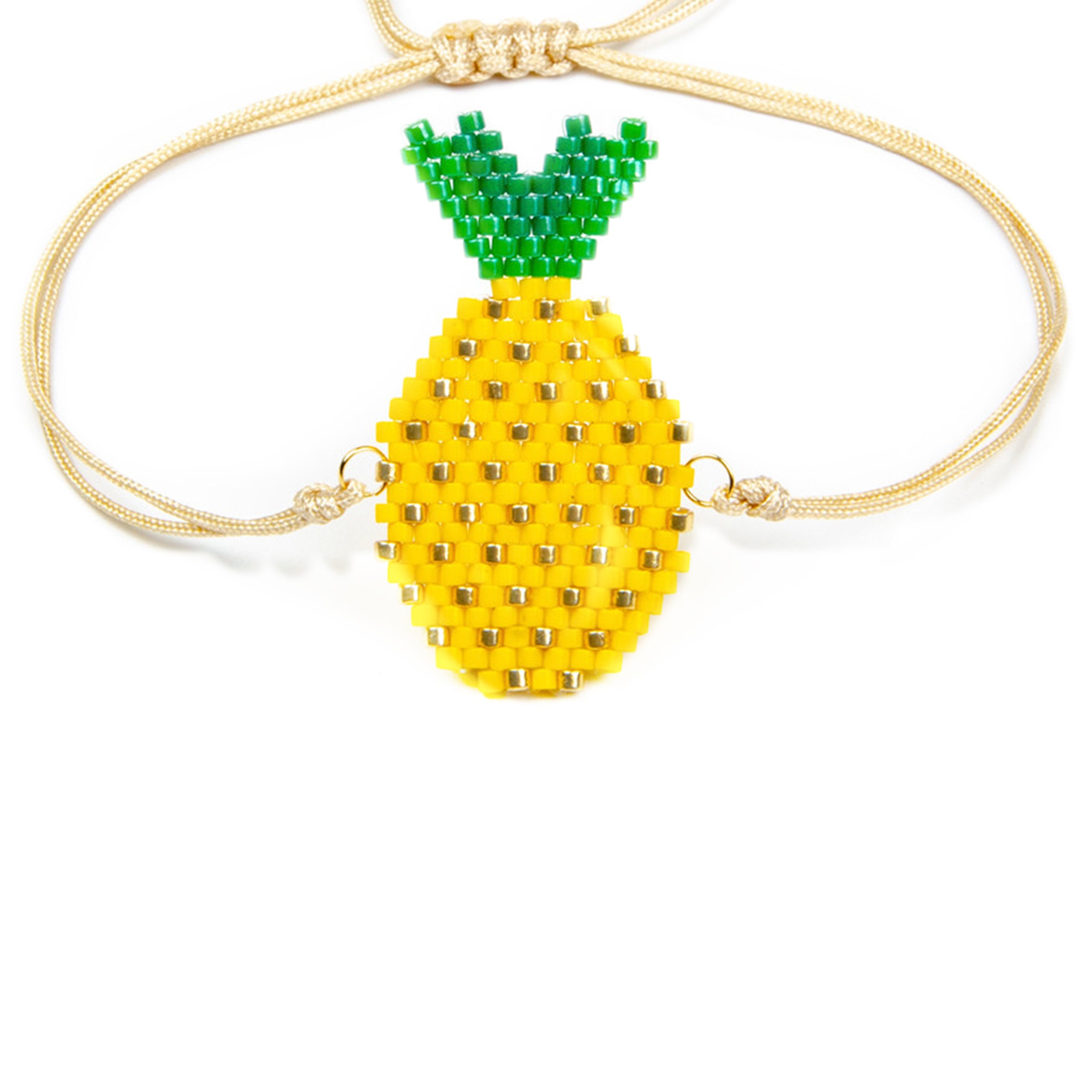 Pulsera trenzada con cuentas de semillas de piña B2366