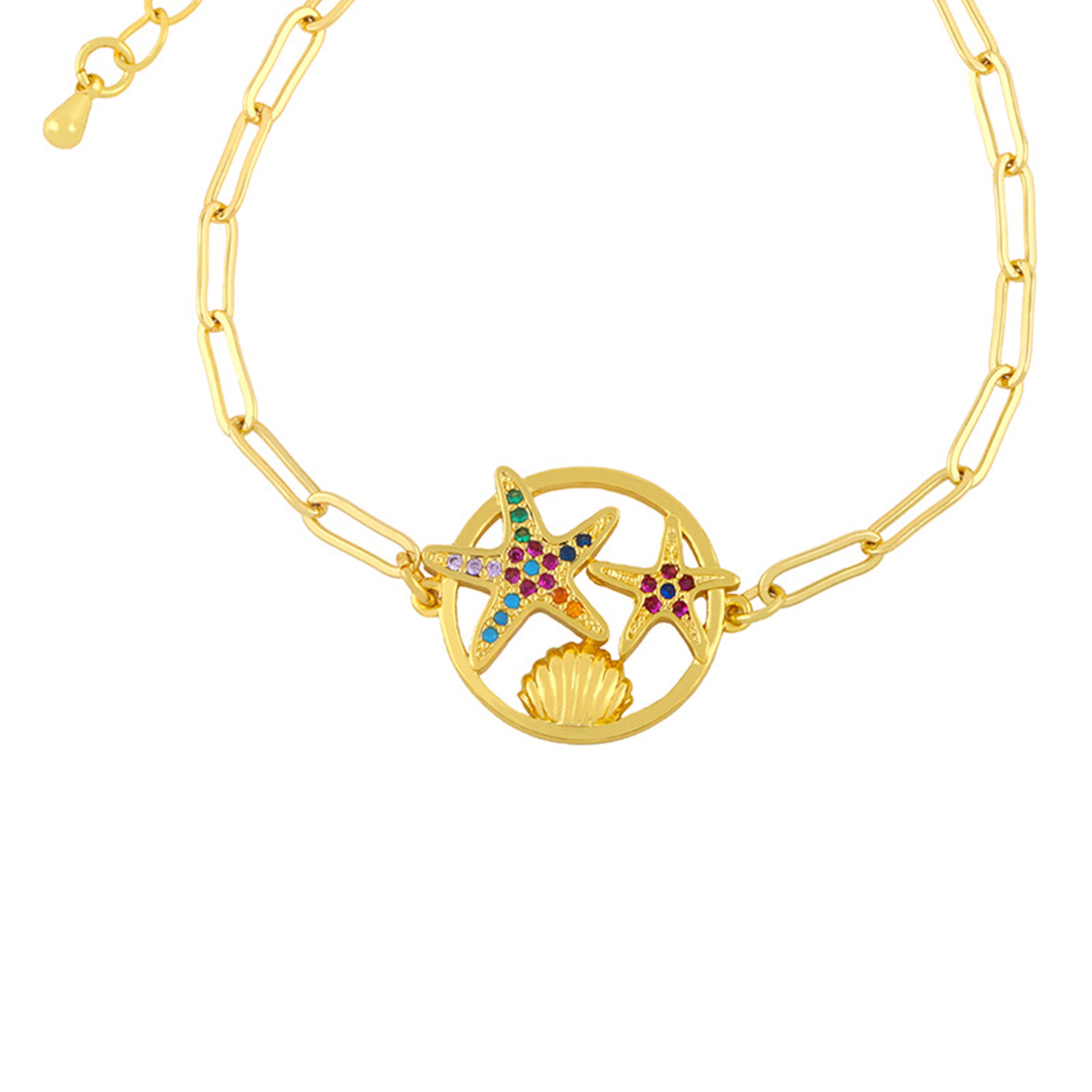 Pulseras con cadena de circonitas colgantes B2413