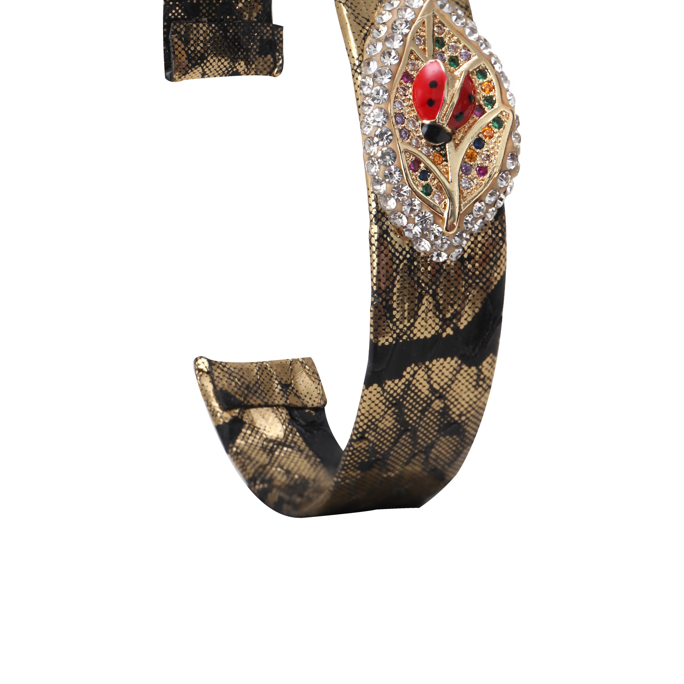 Brazalete de cuero con hojas de circón B2424