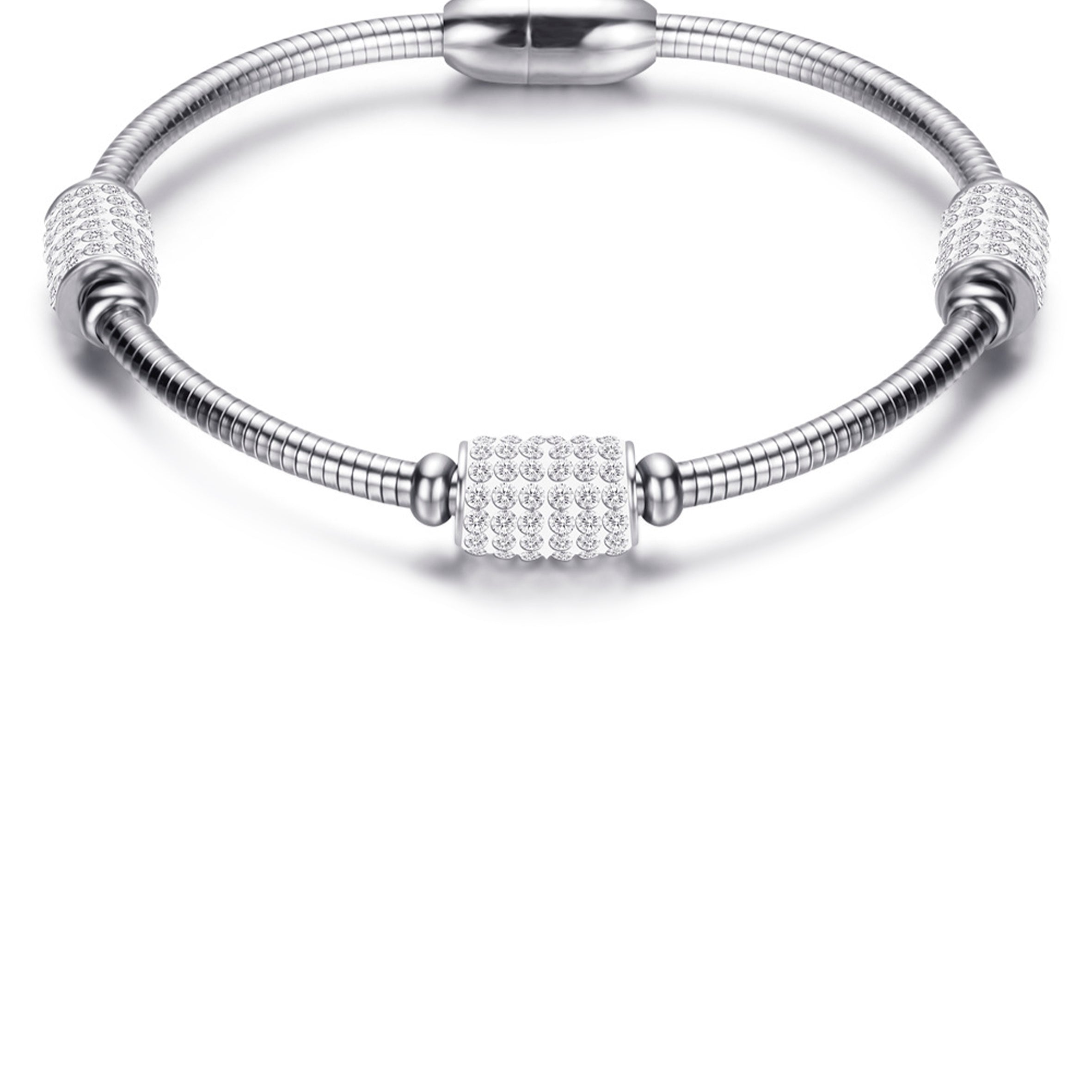 Pulseras de acero inoxidable con diamantes de imitación B2441