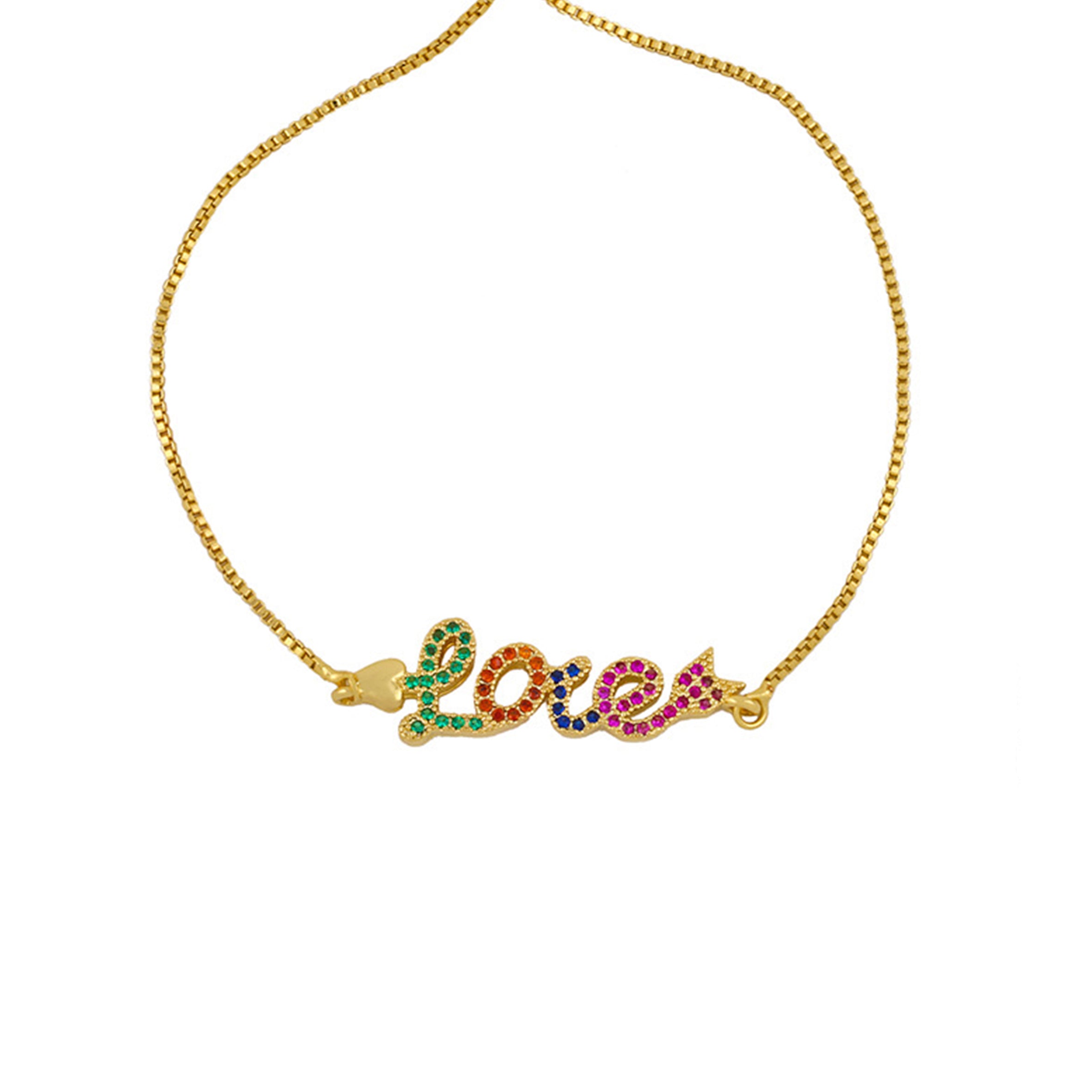 Pulseras de cadena de circonitas con colgante de amor B2459