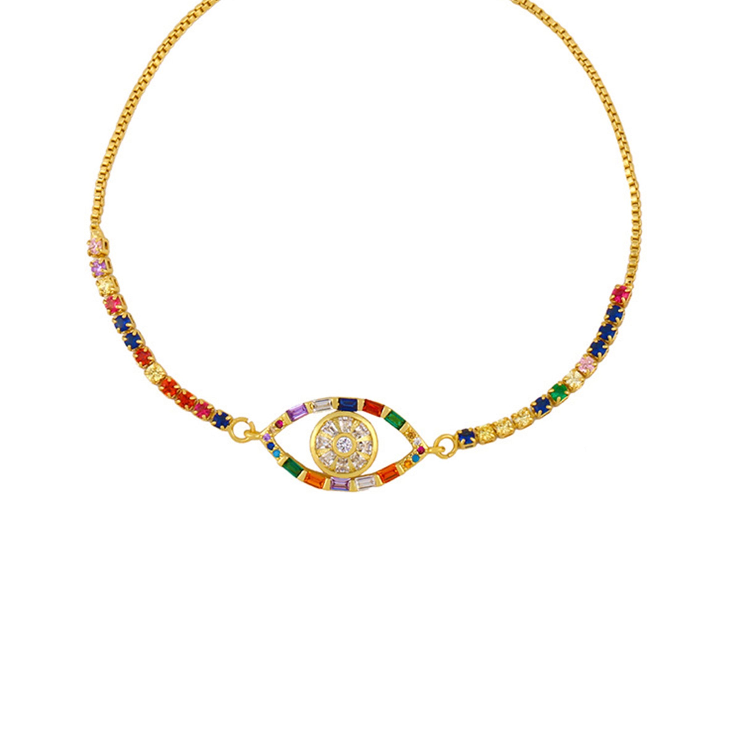 Evil Eye Zircon Chain Bracelet B2475