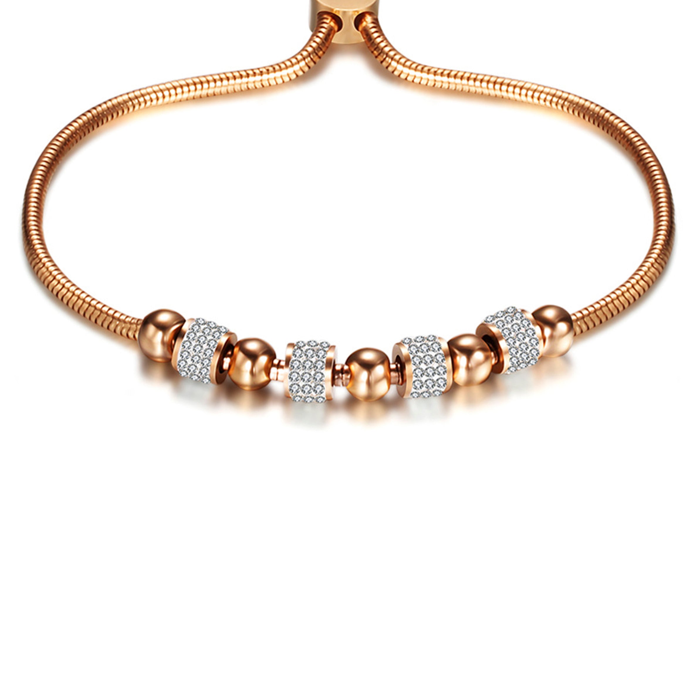 Rhinestone Stainless Steel Adjustable Bracelets B2528