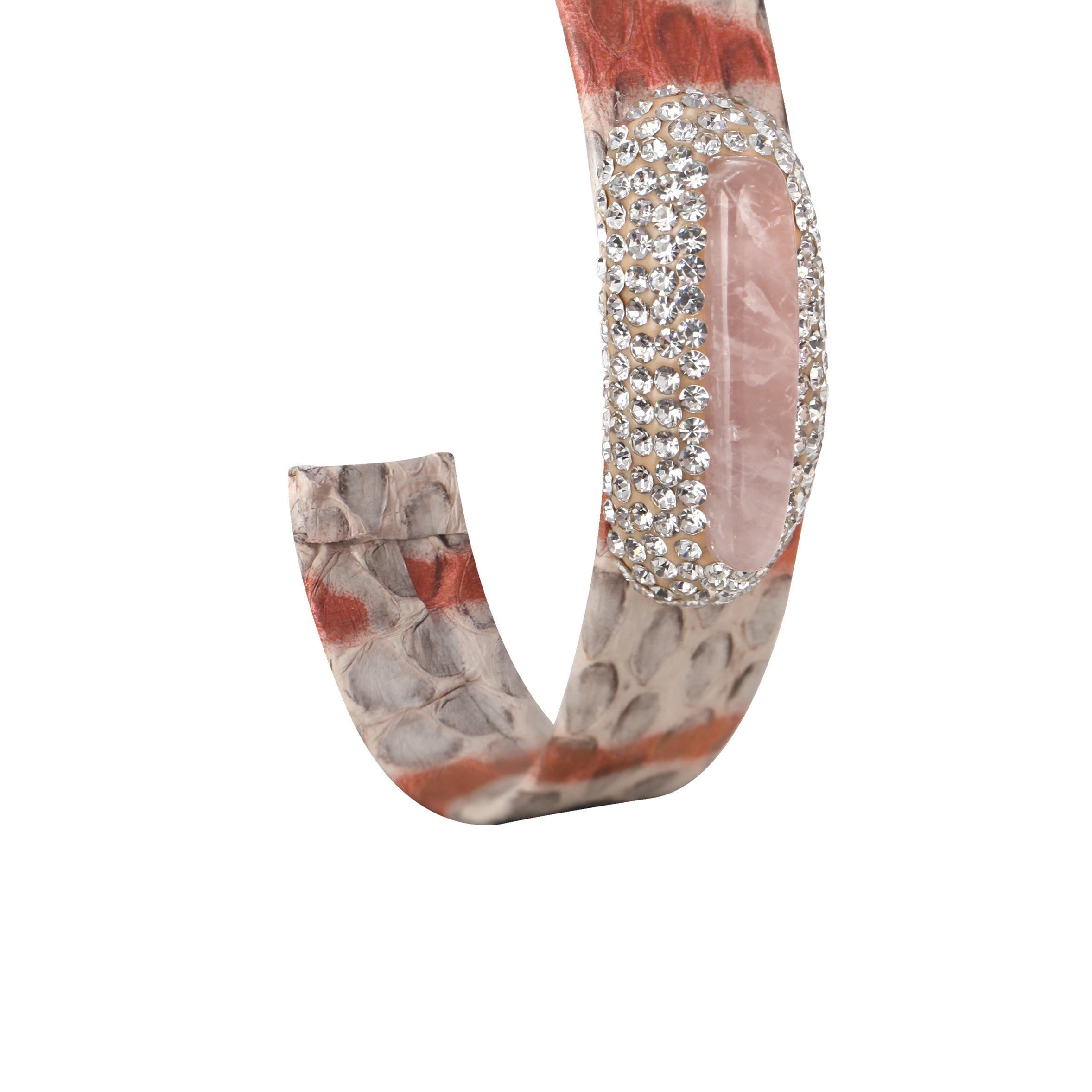 Rose Quartz Leather Cuff Bracelets B2542