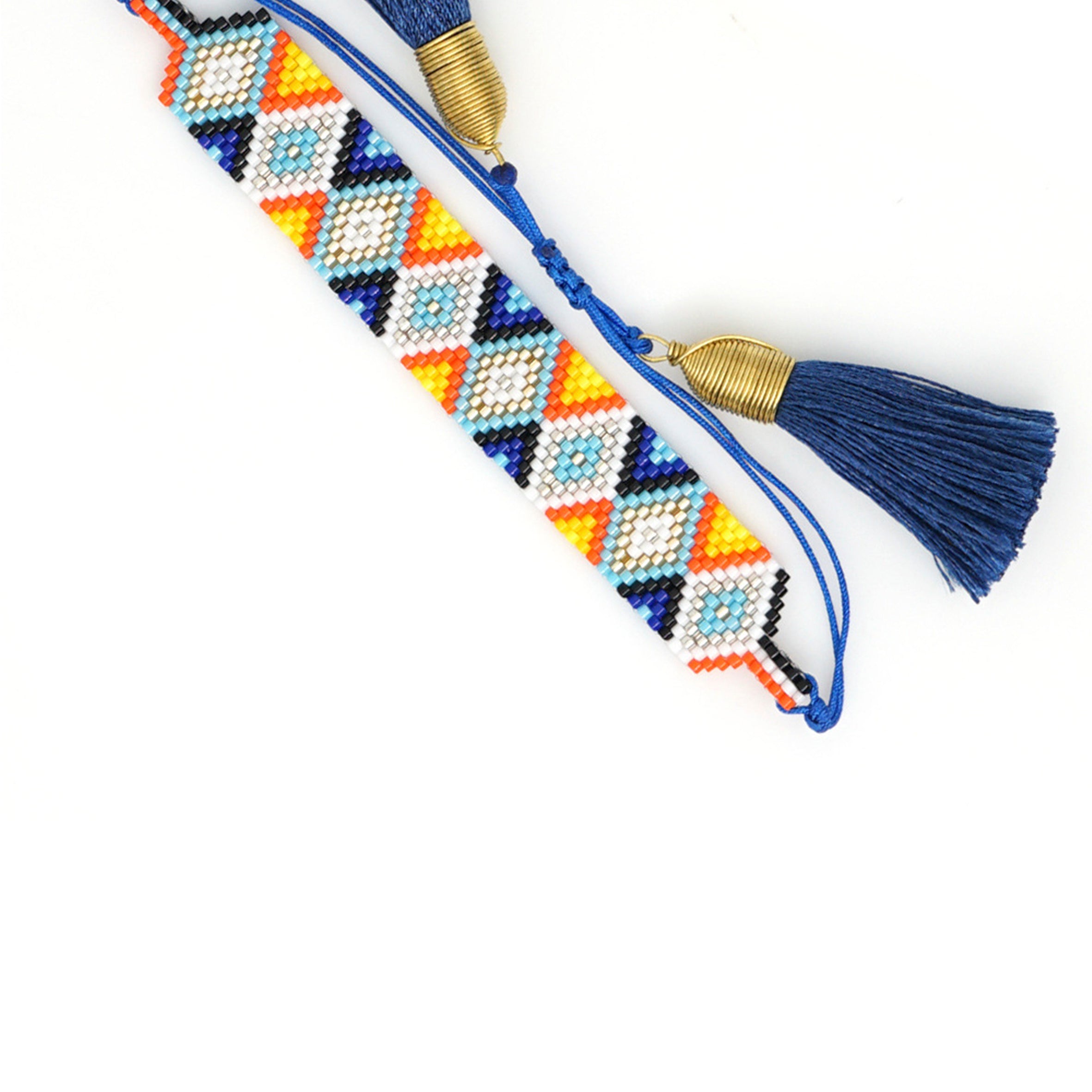 Pulseras de borlas trenzadas con cuentas de semillas B2568