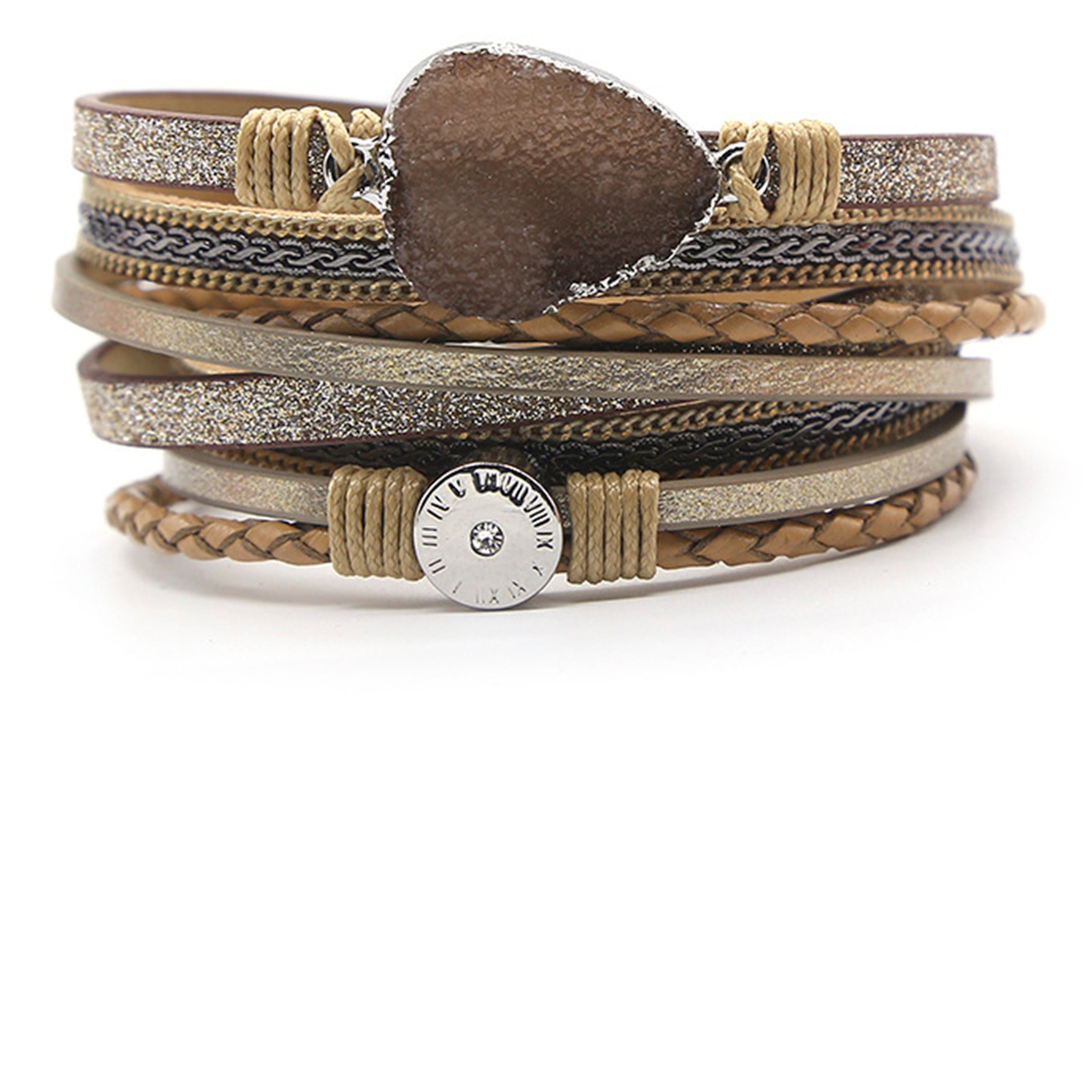 Druzy Pu Leather Magnetic Bracelets B2694