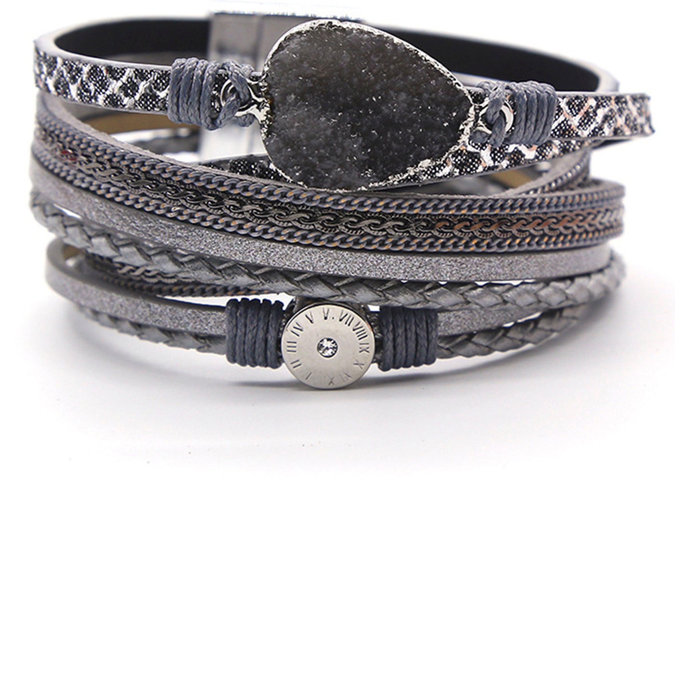 Druzy Pu Leather Magnetic Bracelets B2694