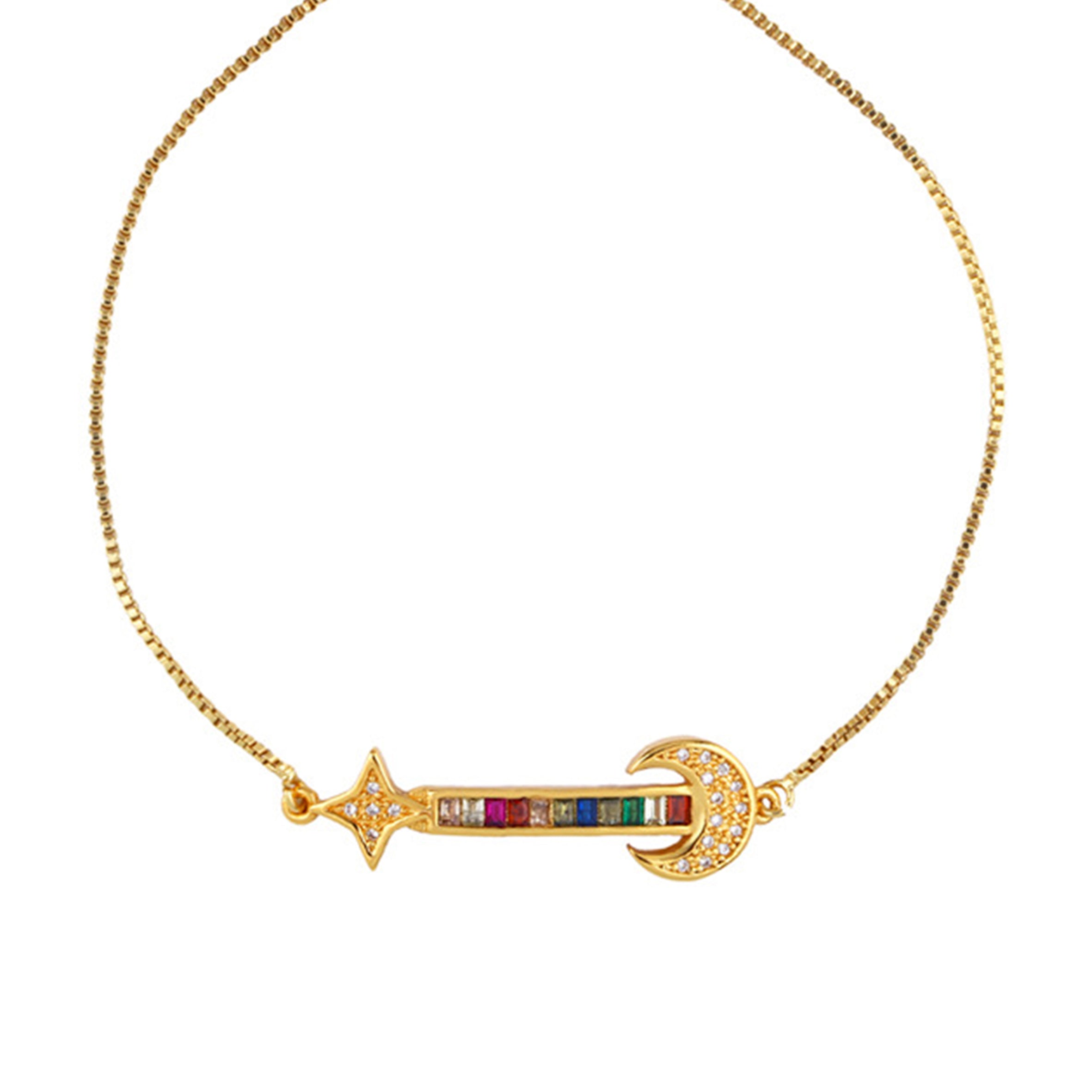 Pulseras de cadena de circonitas y ancla B2740