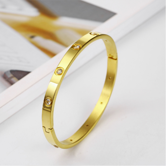 Pulsera de acero inoxidable con diamantes de imitación B2812