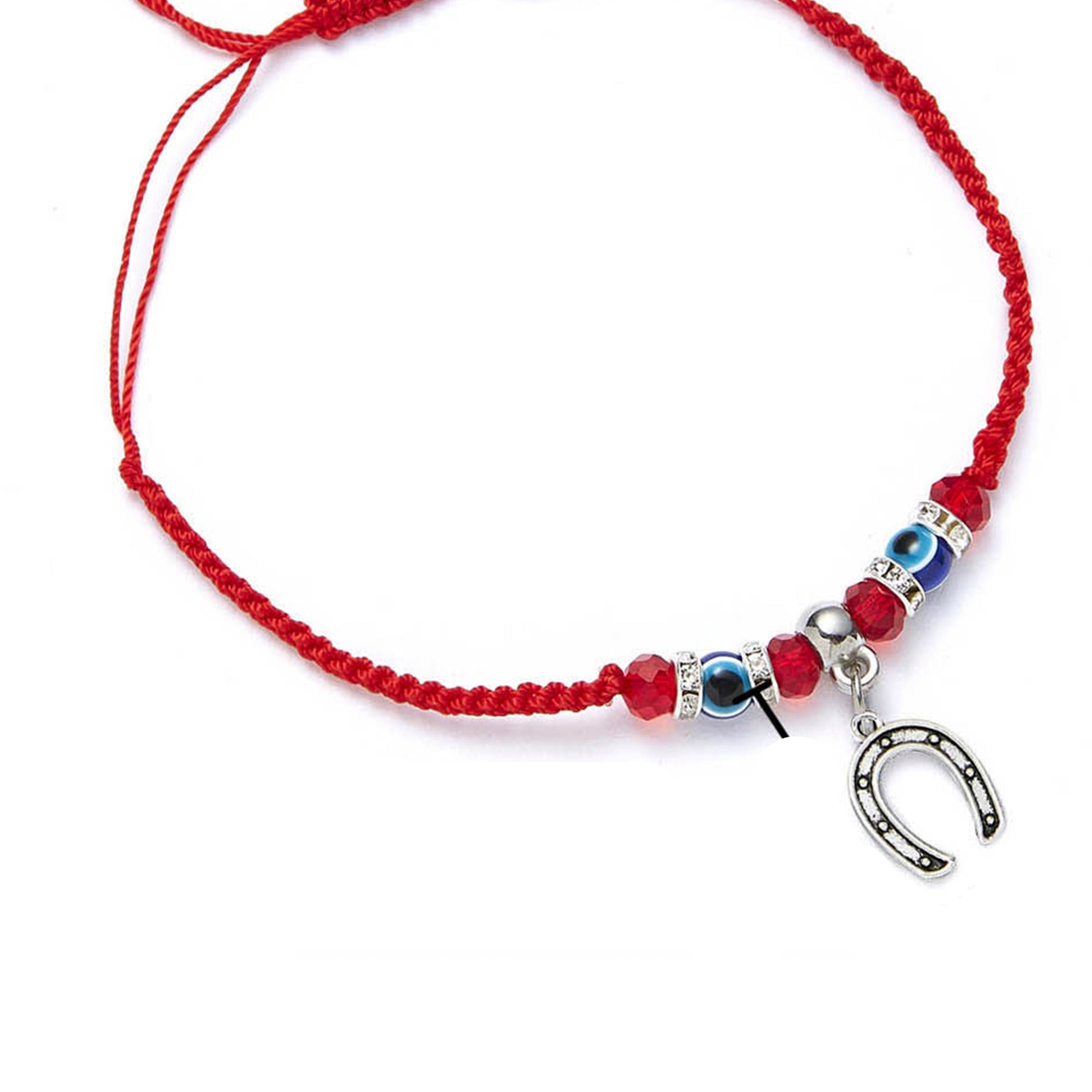 Pulsera trenzada con cuentas de ojo malvado de luna B2824