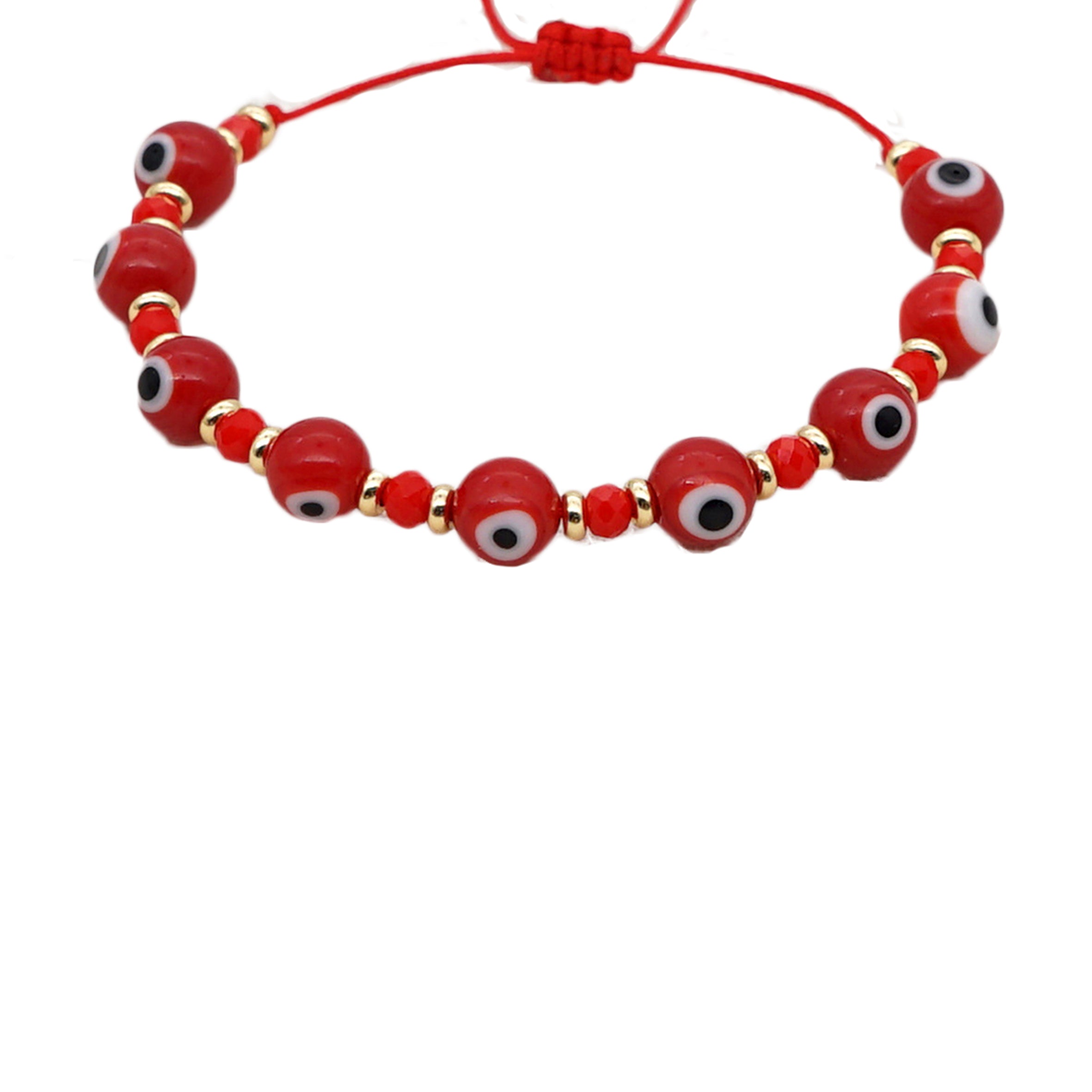 Pulsera trenzada con cuentas de mal de ojo B2845