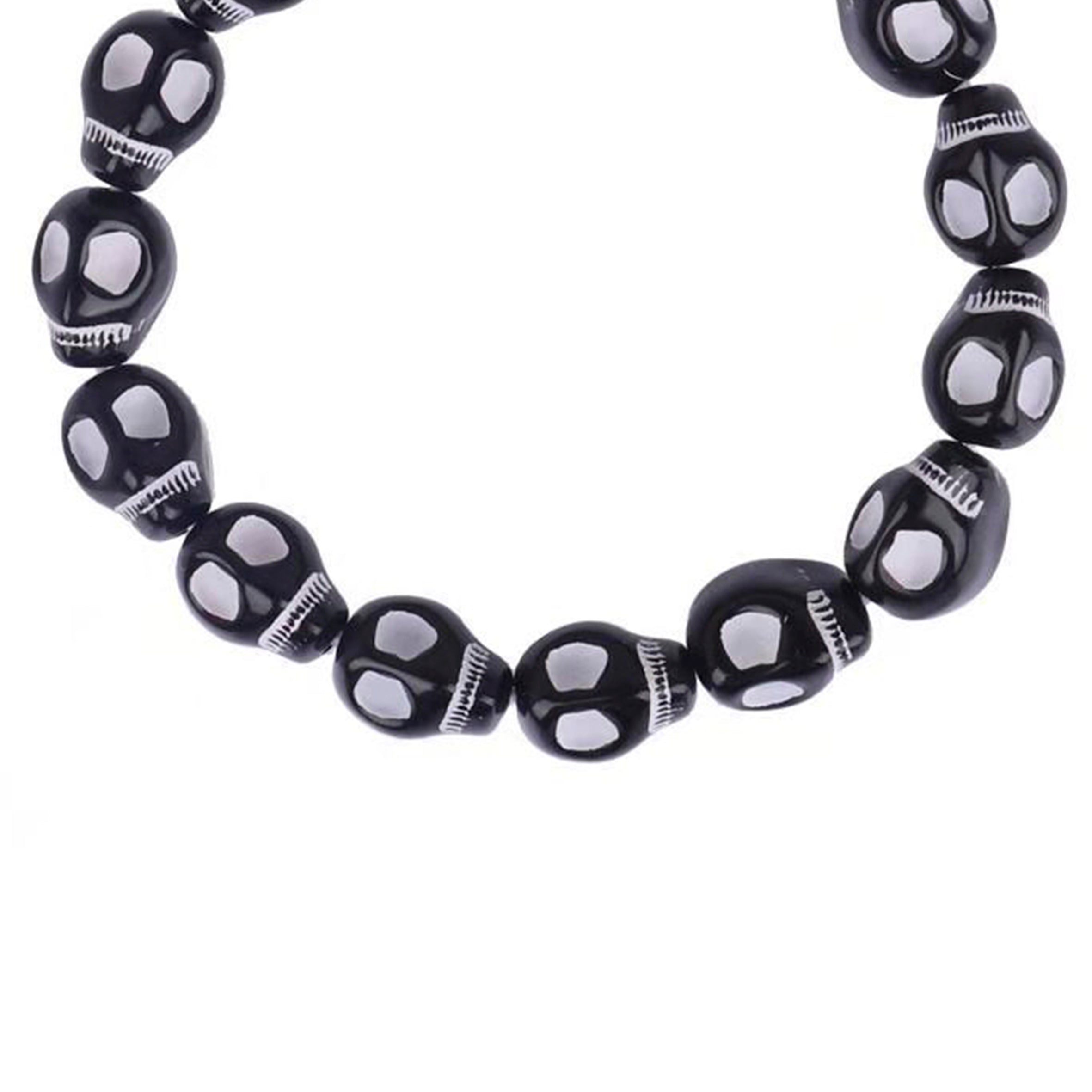 Pulsera elástica acrílica con cuentas de calavera B2915