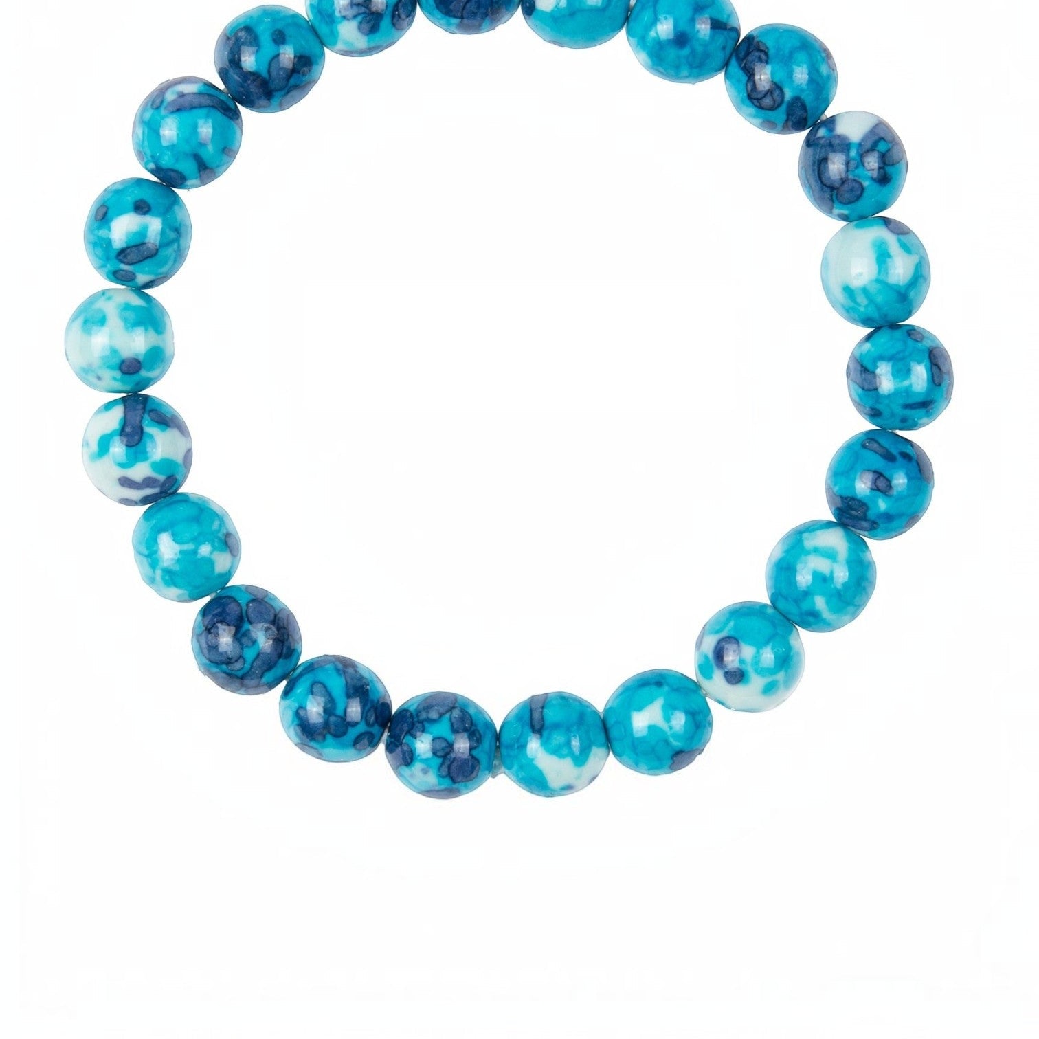 Blue White Rain Color Stone Stretch Bracelet B2927-8MM