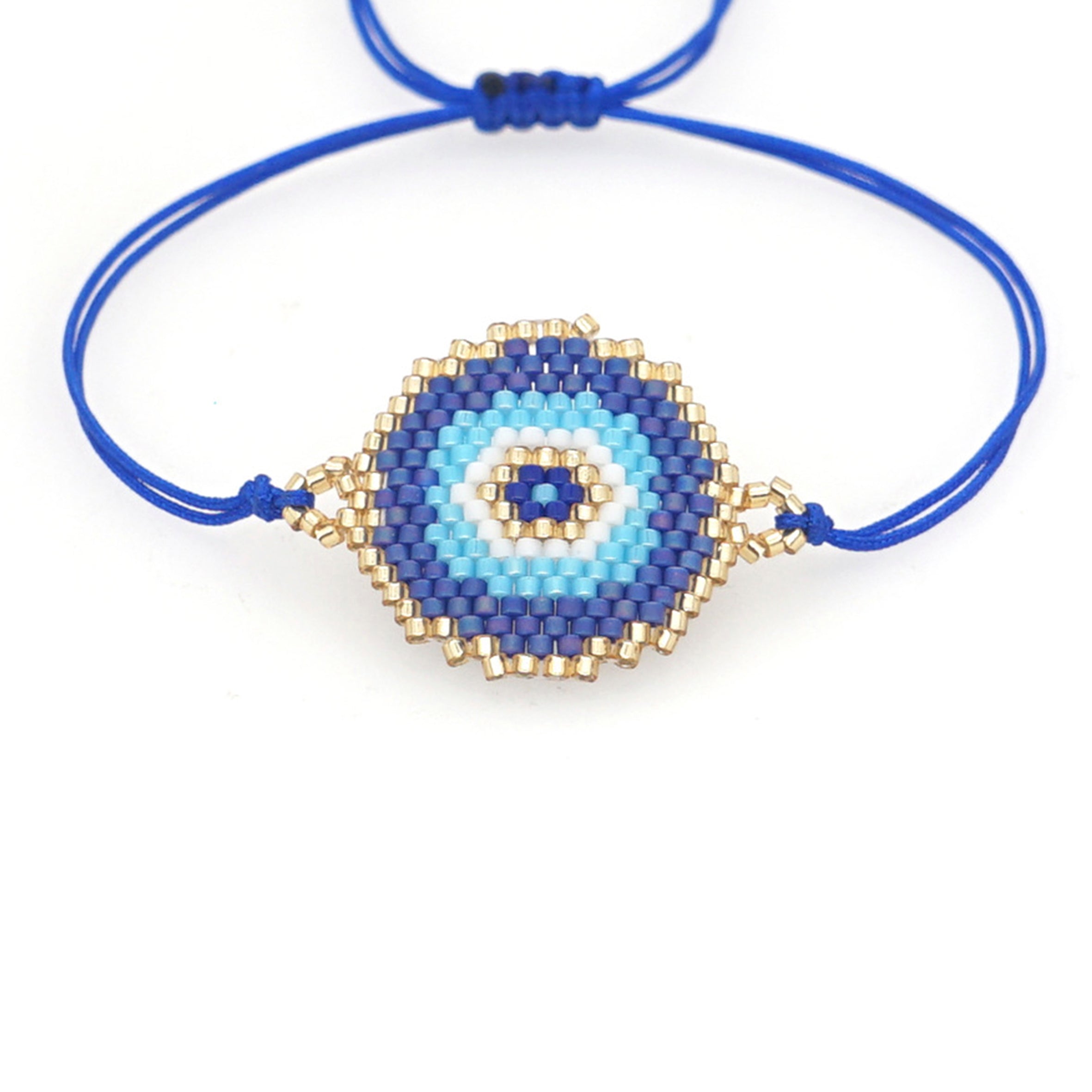 Pulseras trenzadas con cuentas de semillas de mal de ojo B3059