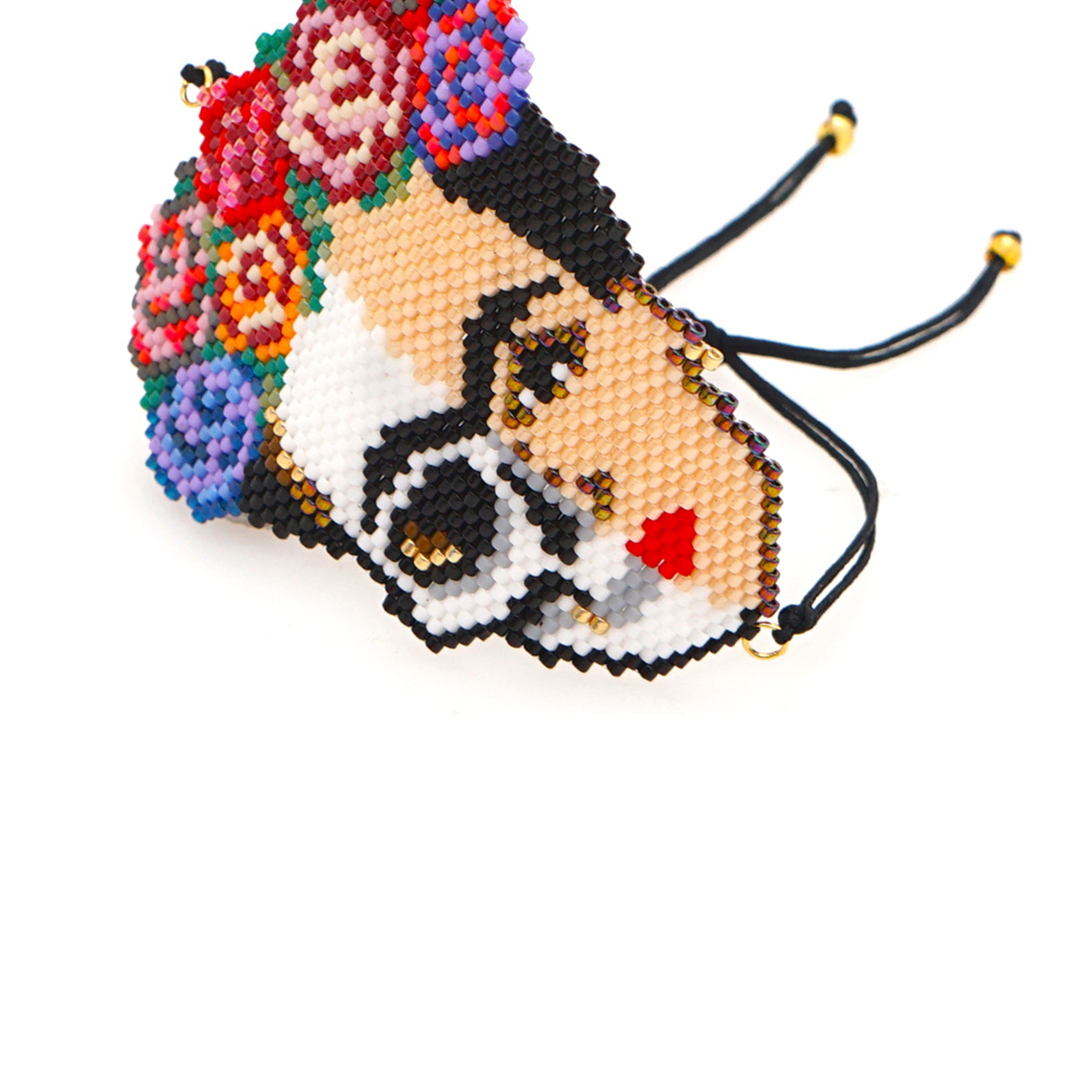 Pulseras trenzadas con cuentas de semillas y calaveras de Frida B3097