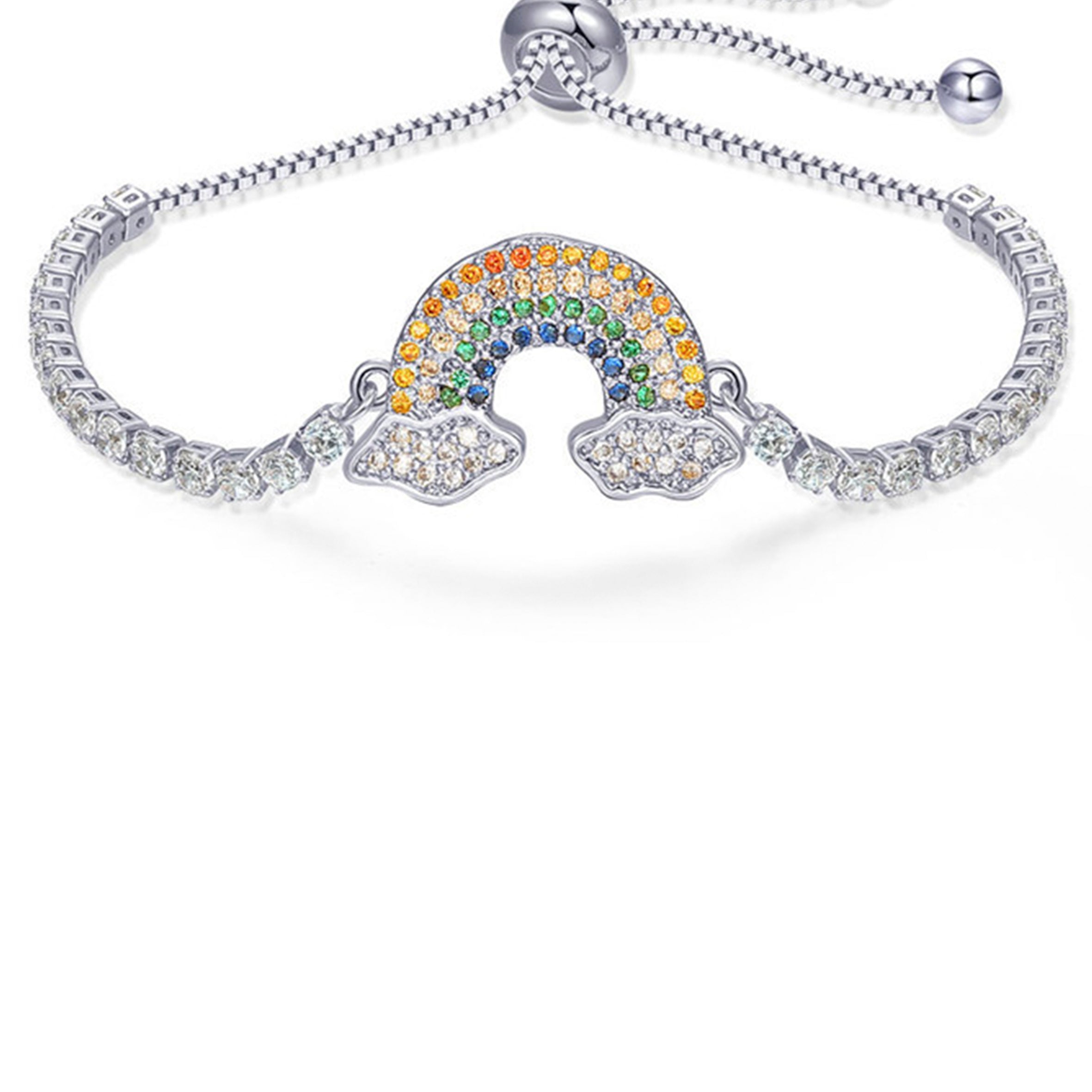 Pulsera de cadena con circonitas arcoíris B3153