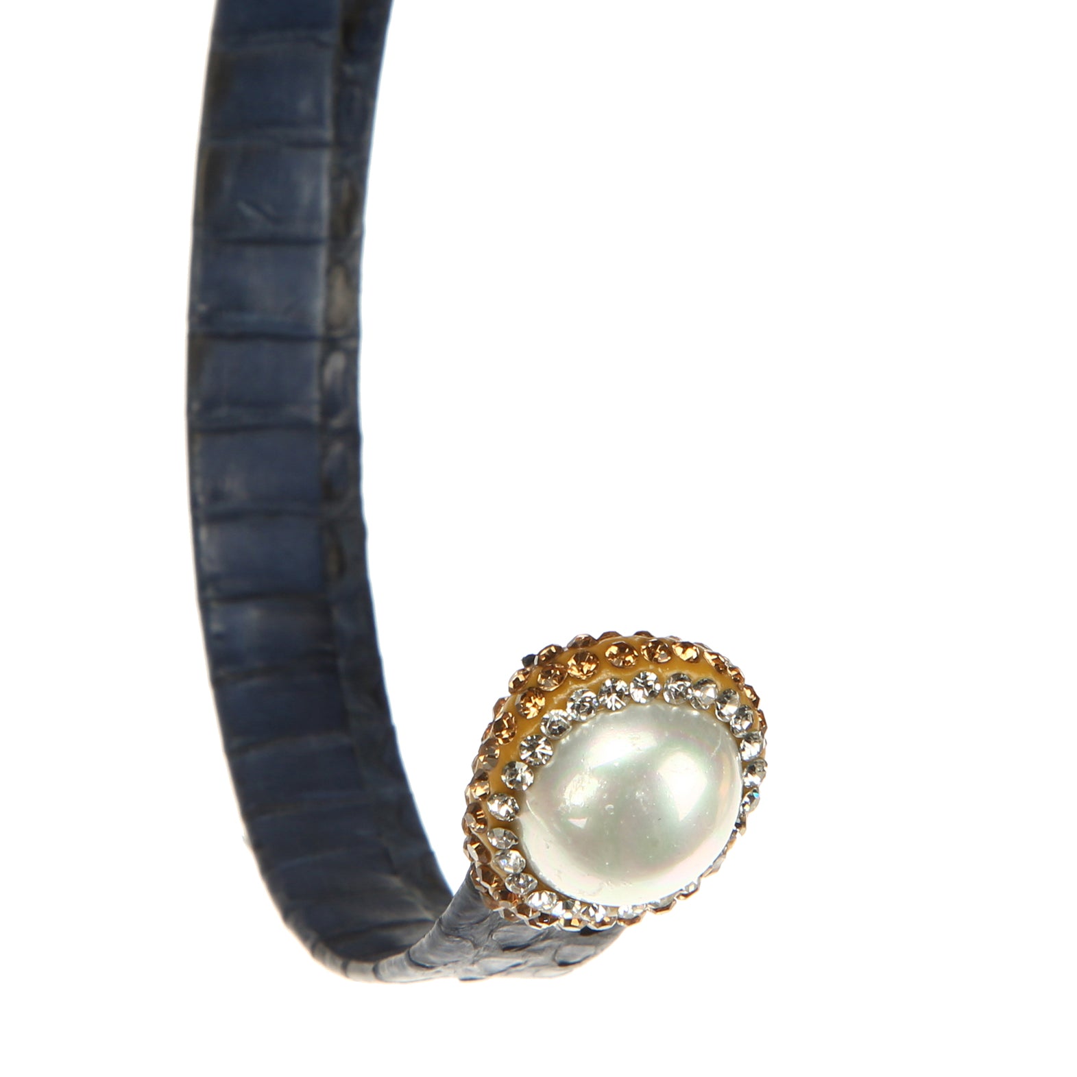 Brazalete de cuero con perlas drusas B3204