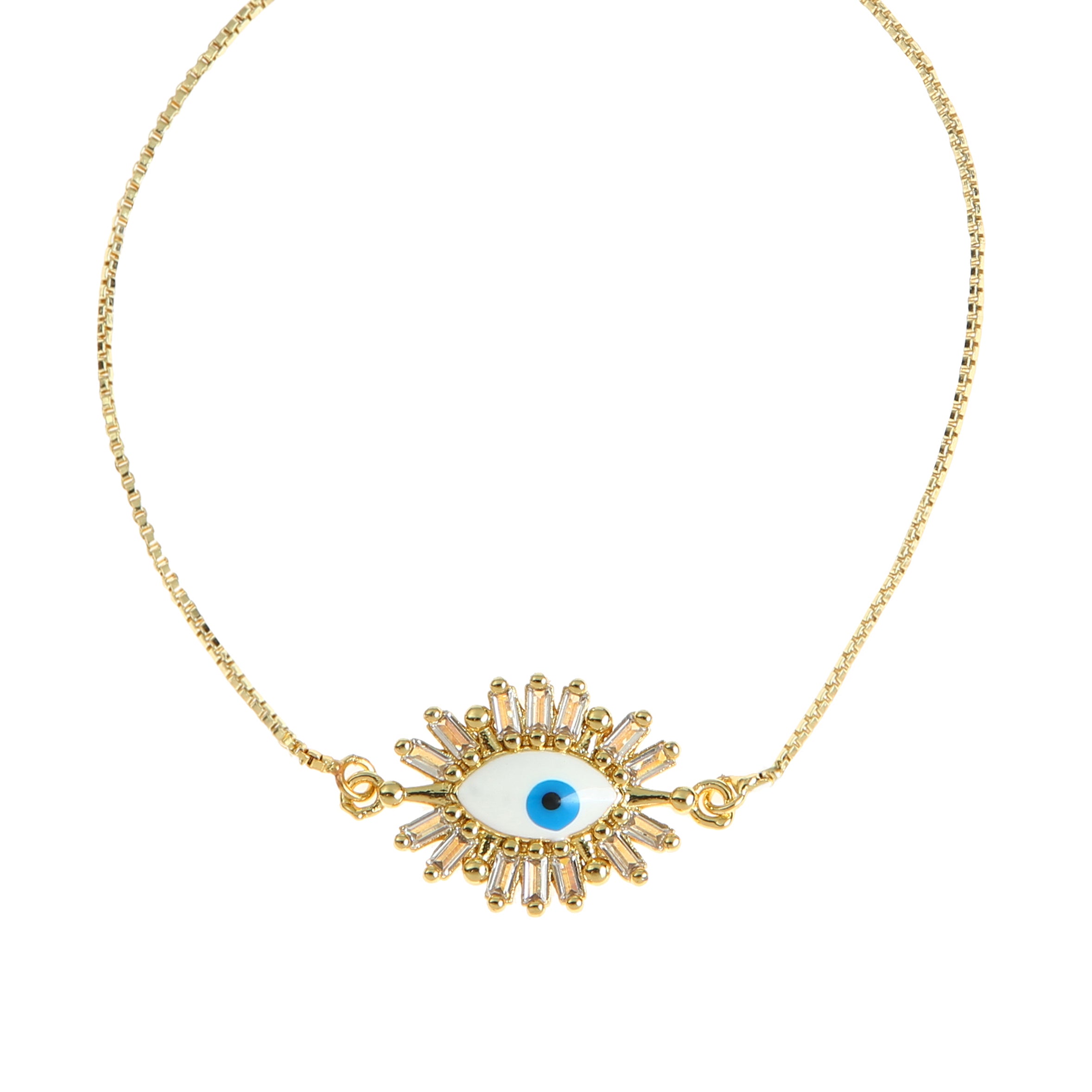 Evil Eye Zircon Chain Bracelets B3271
