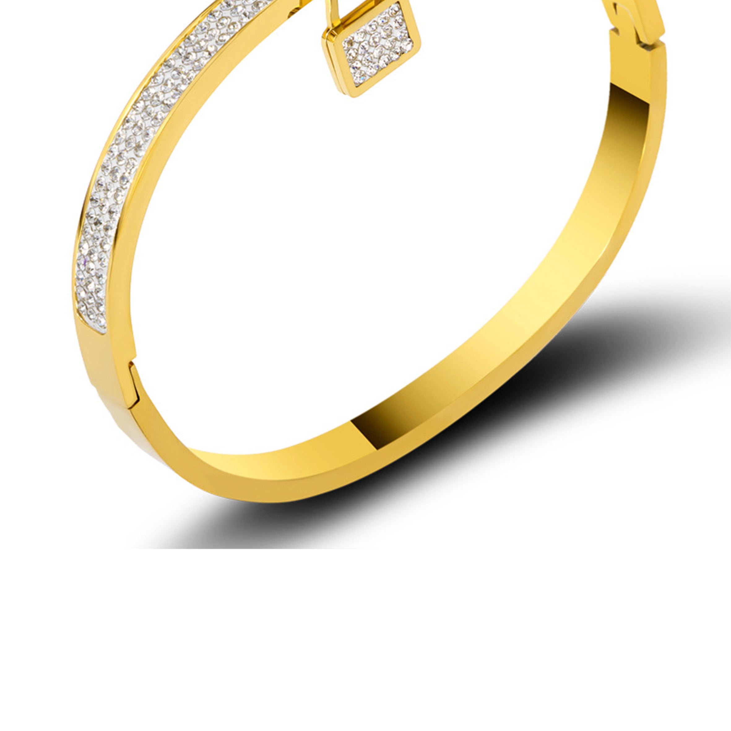 Pulsera de acero inoxidable con diamantes de imitación y candado B3374