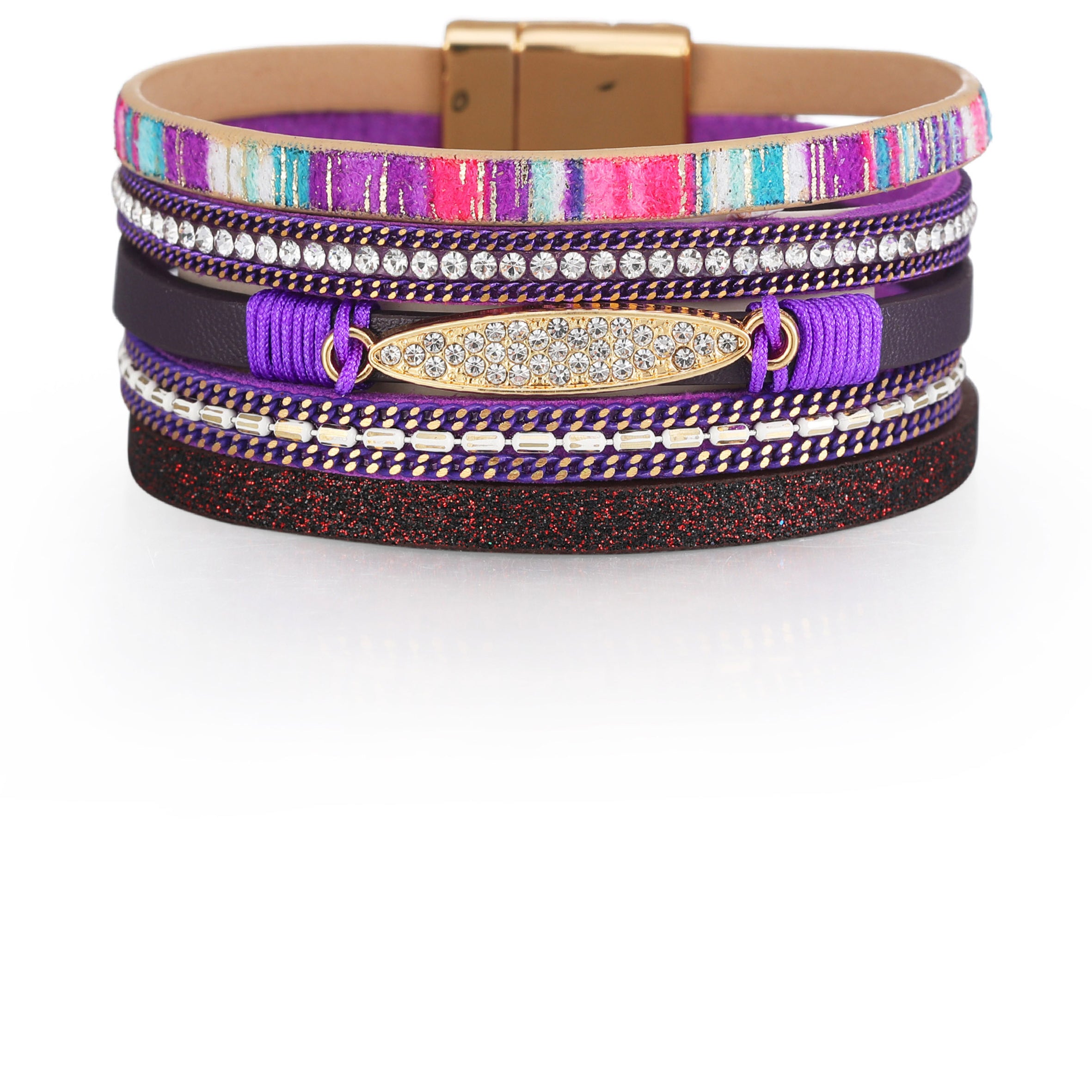 Bohemia Multi Layer Rhinestone Magnetic Bracelet B3574