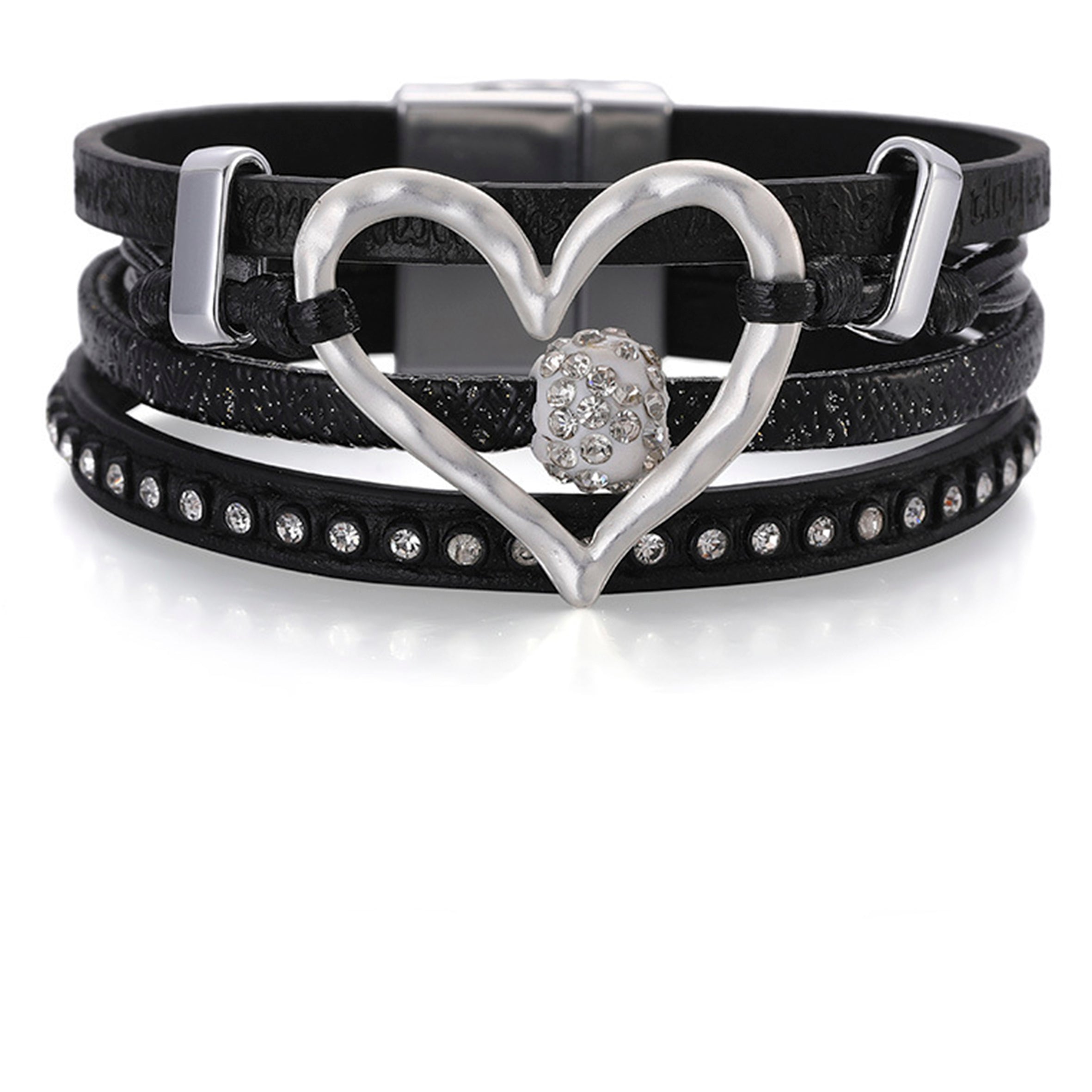 Heart Leatherette Magnetic Bracelet B3580