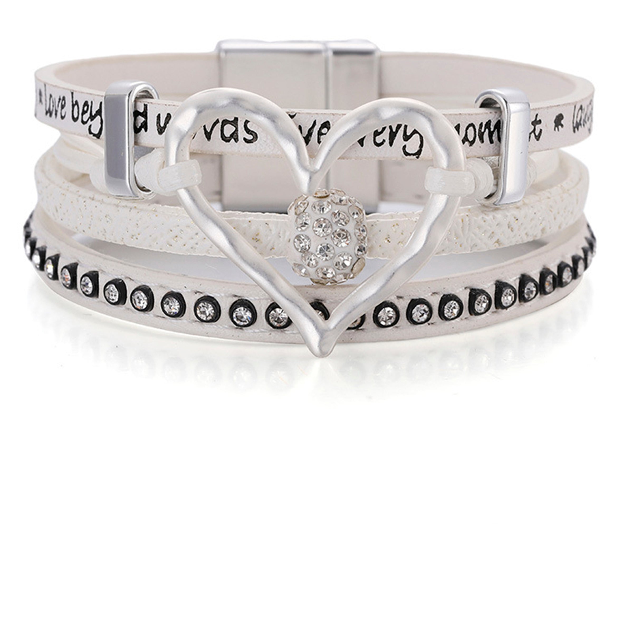 Heart Leatherette Magnetic Bracelet B3580