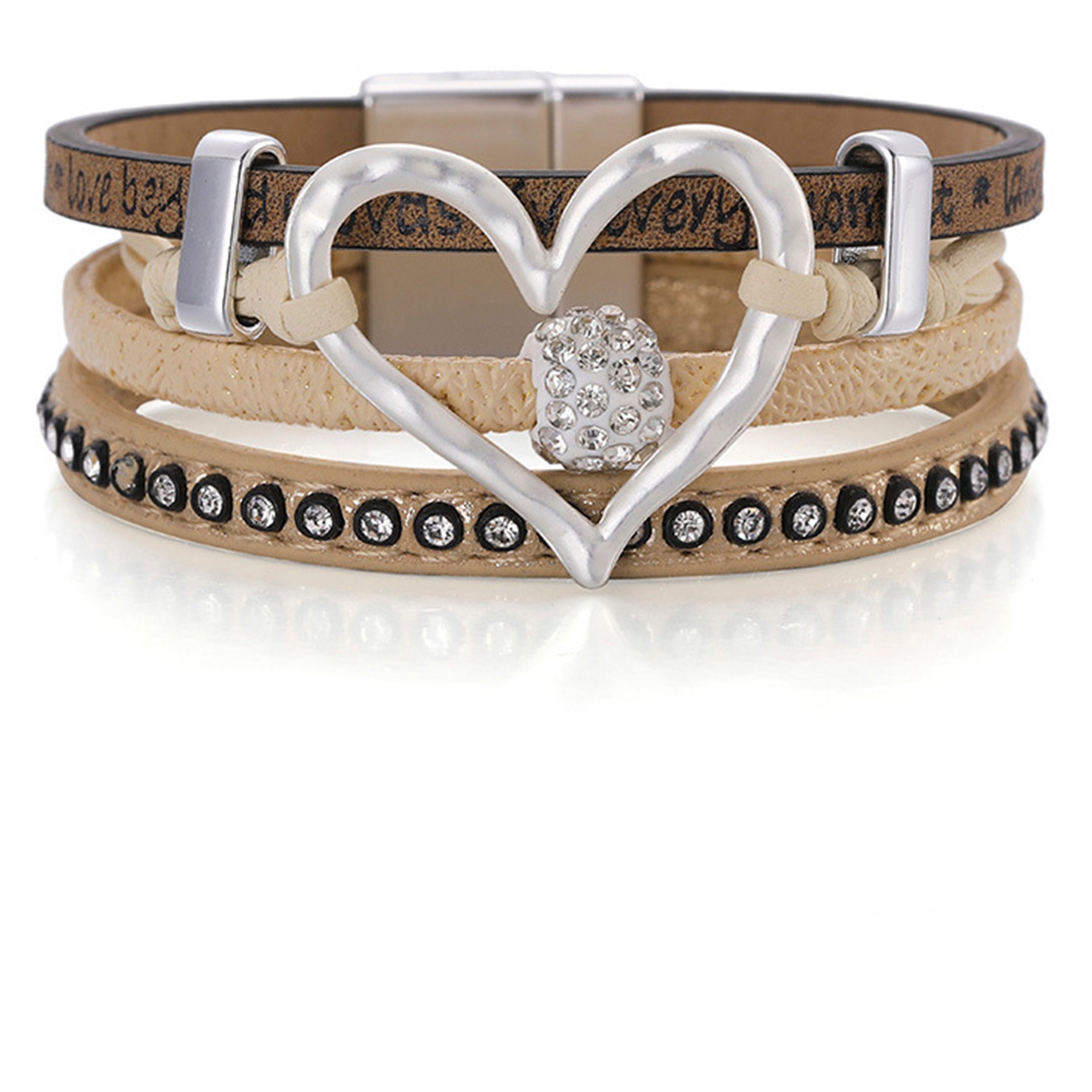 Heart Leatherette Magnetic Bracelet B3580