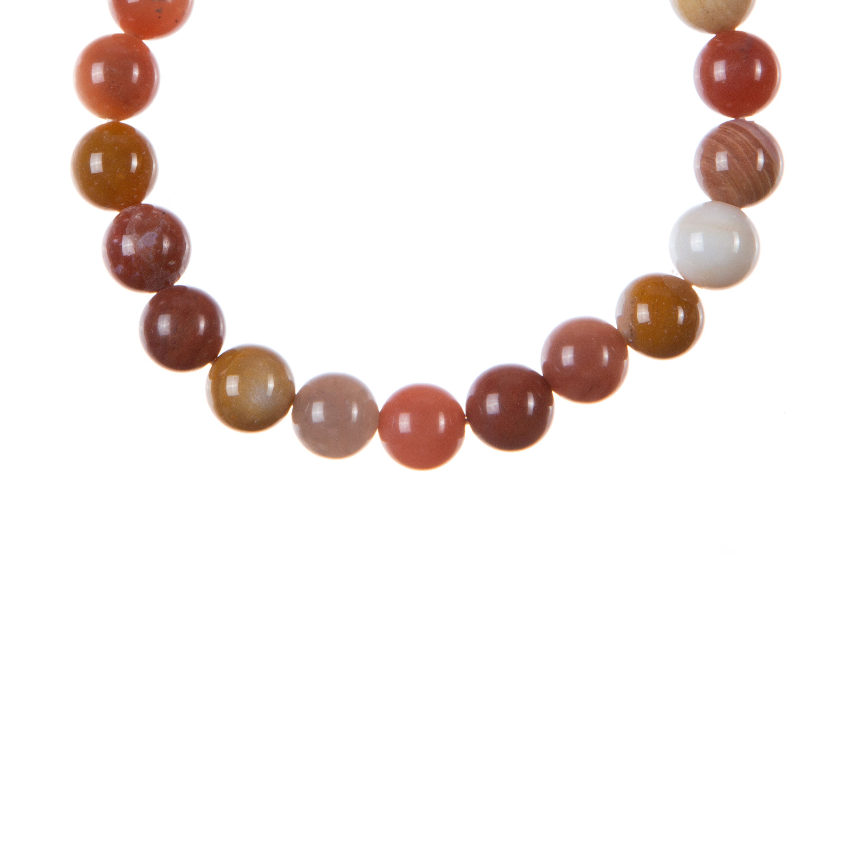Red Silicified Wood Bead Stretch Bracelet B3708 8MM