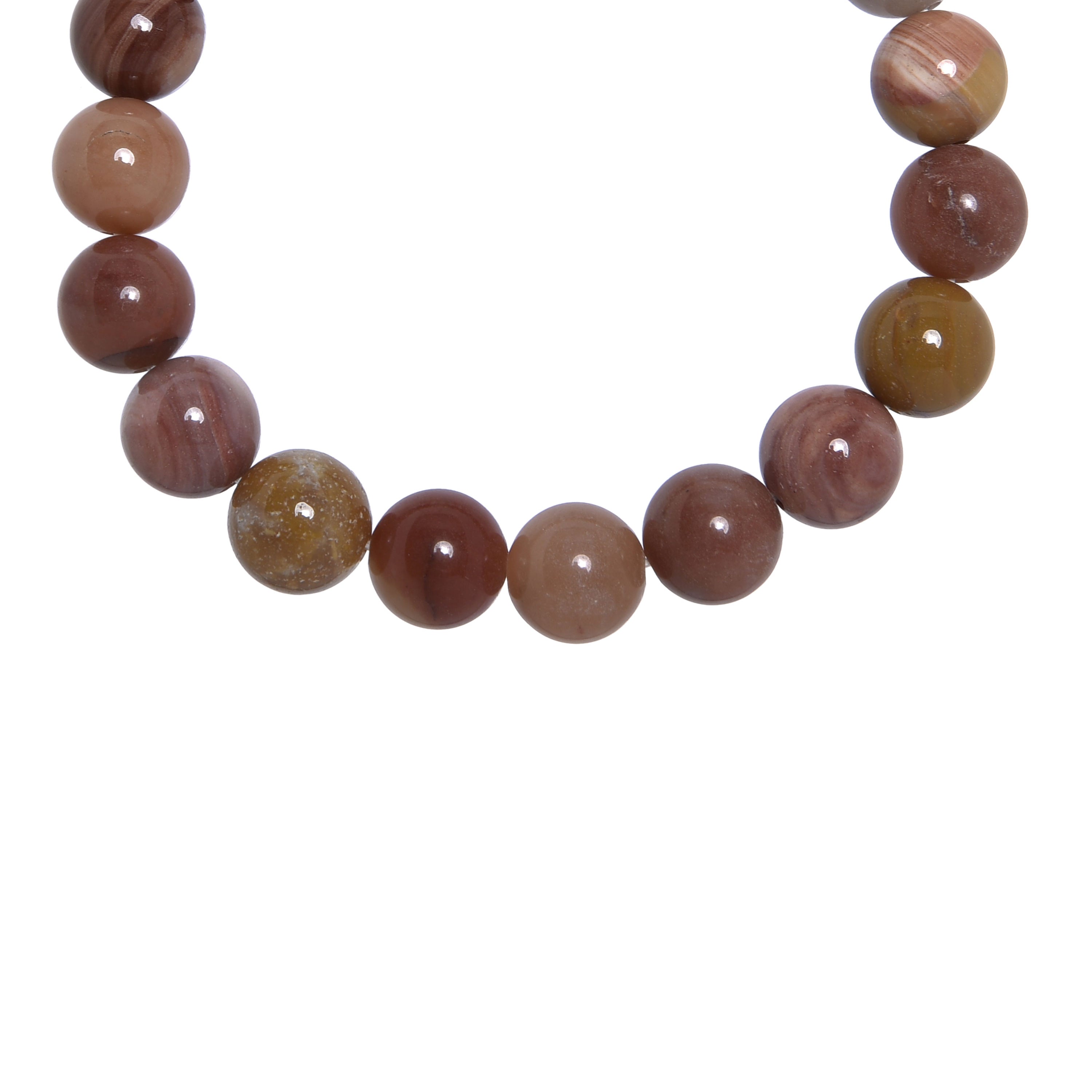 Red Silicified Wood Bead Stretch Bracelet B3708 10MM