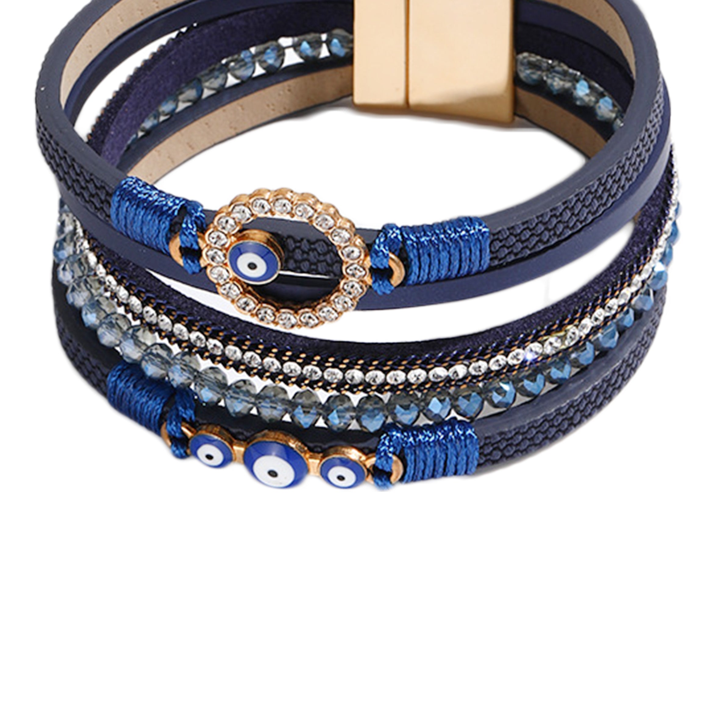 Pulsera magnética multicapa con efecto ojo malvado B4015