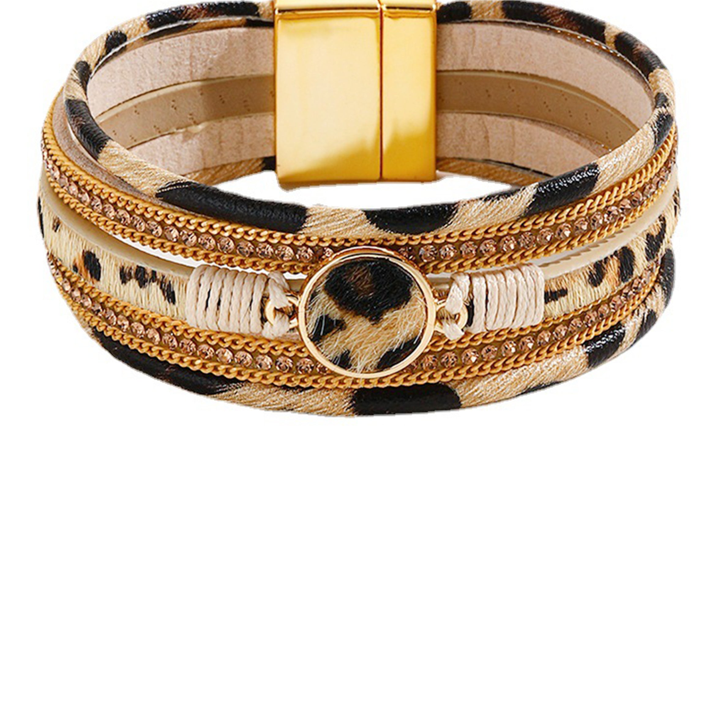 Pulsera magnética multicapa con estampado animal B4016